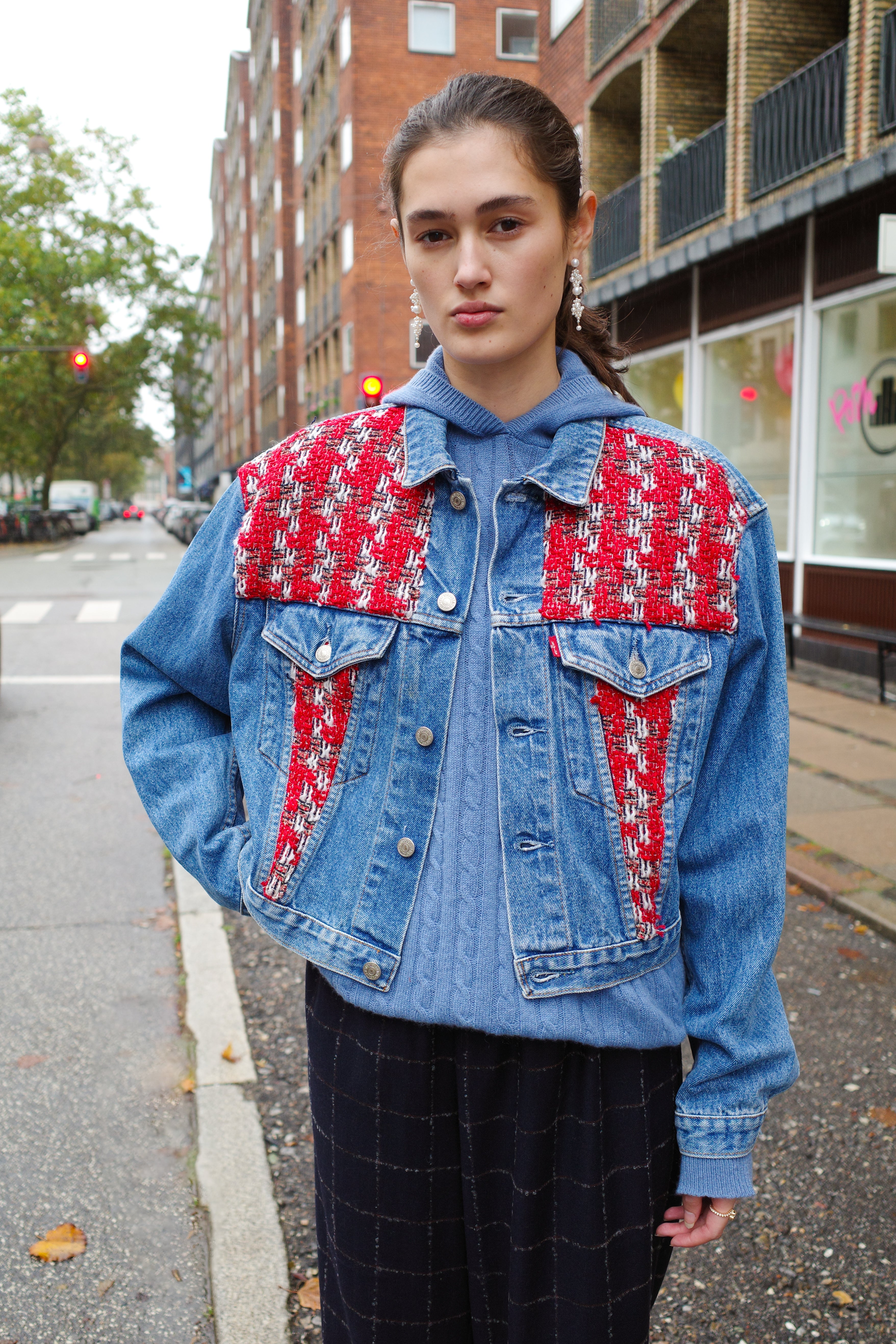 Upcycled Denim Jacket with deadstock Chanel fabric