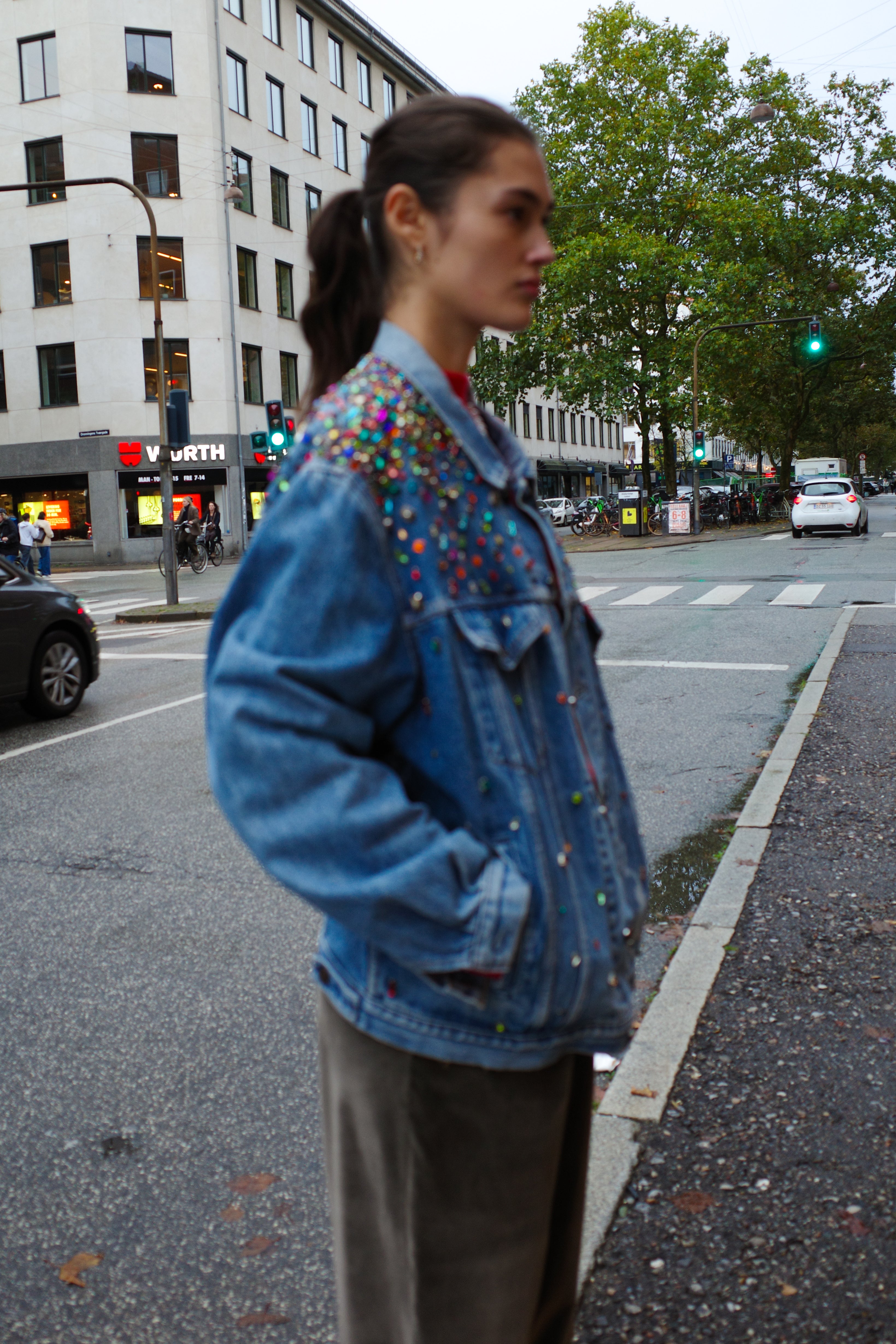 Upcycled Denim Jacket - Diamonds