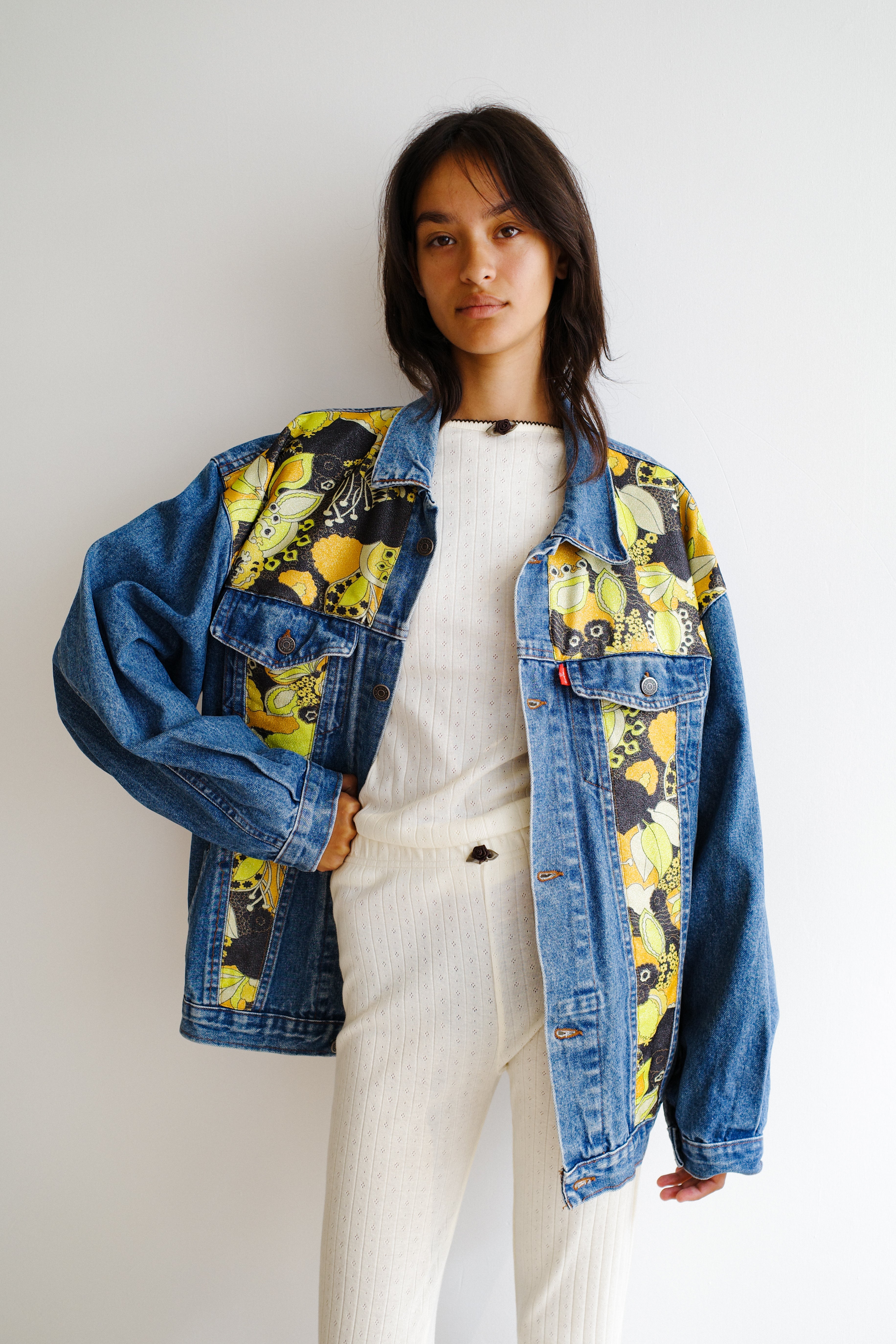 Upcycled Denim Jacket with Deadstock Fabric