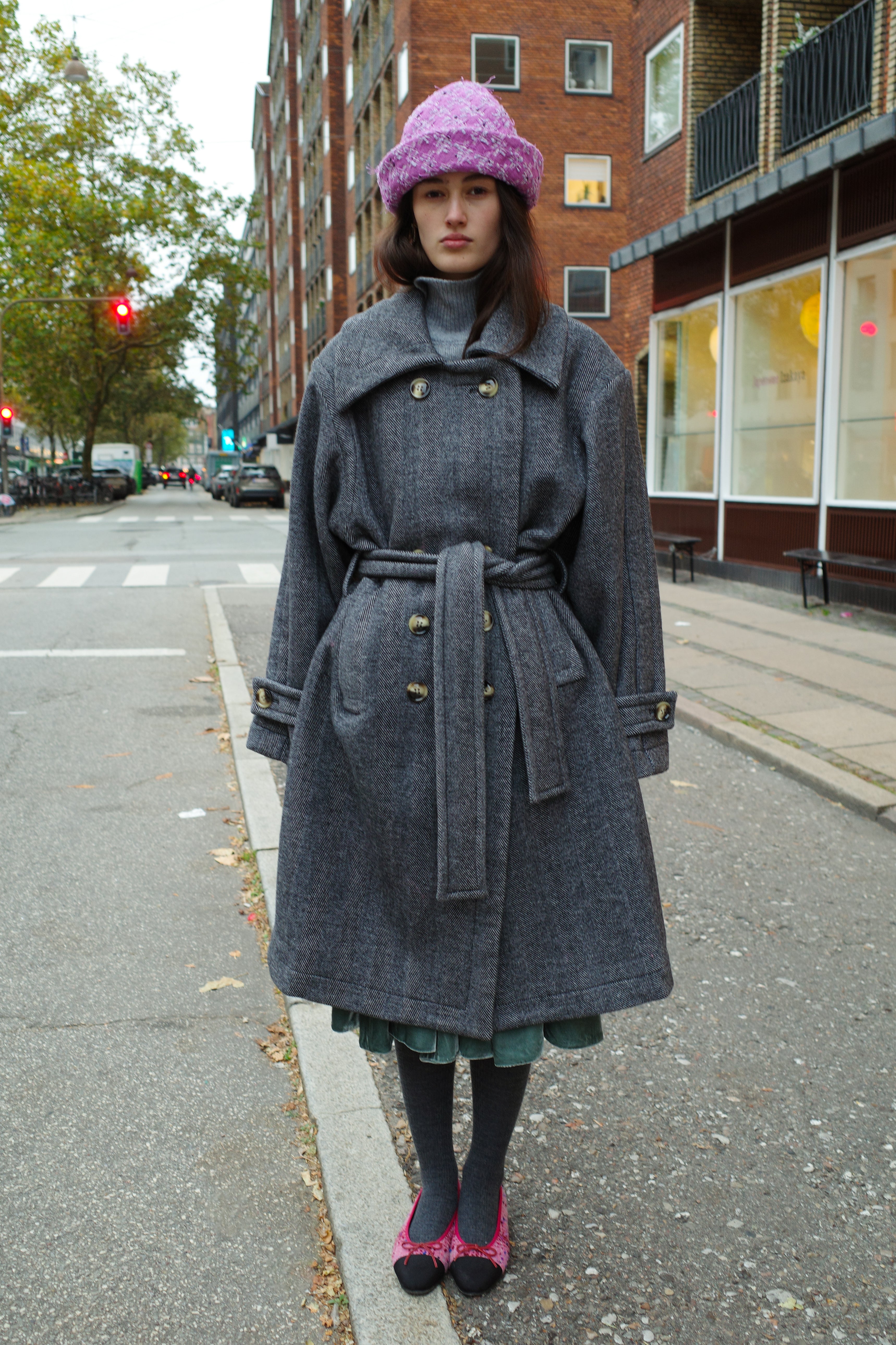 Coco Coat w. Belt - Charcoal