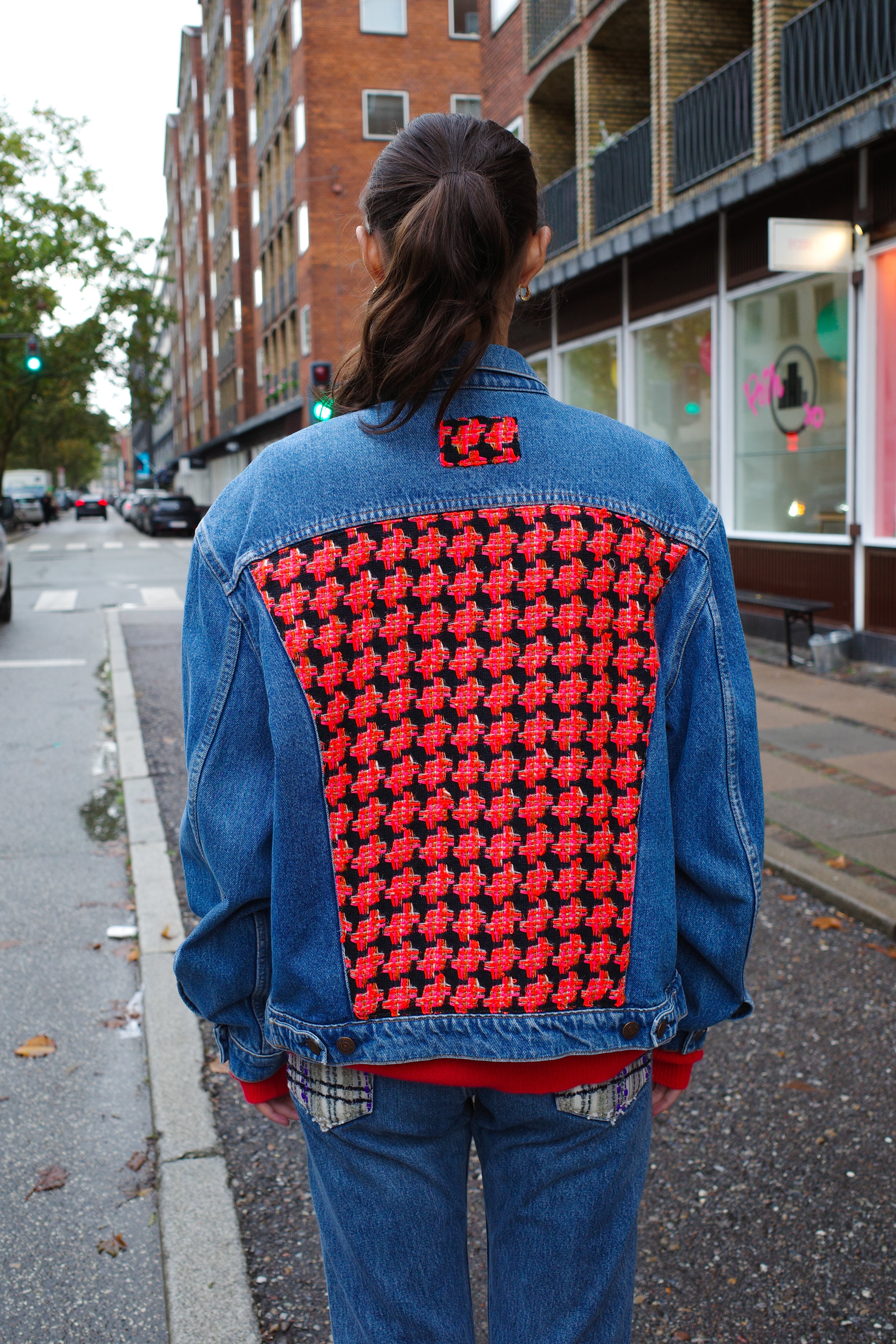 Upcycled Denim Jacket with deadstock Chanel fabric