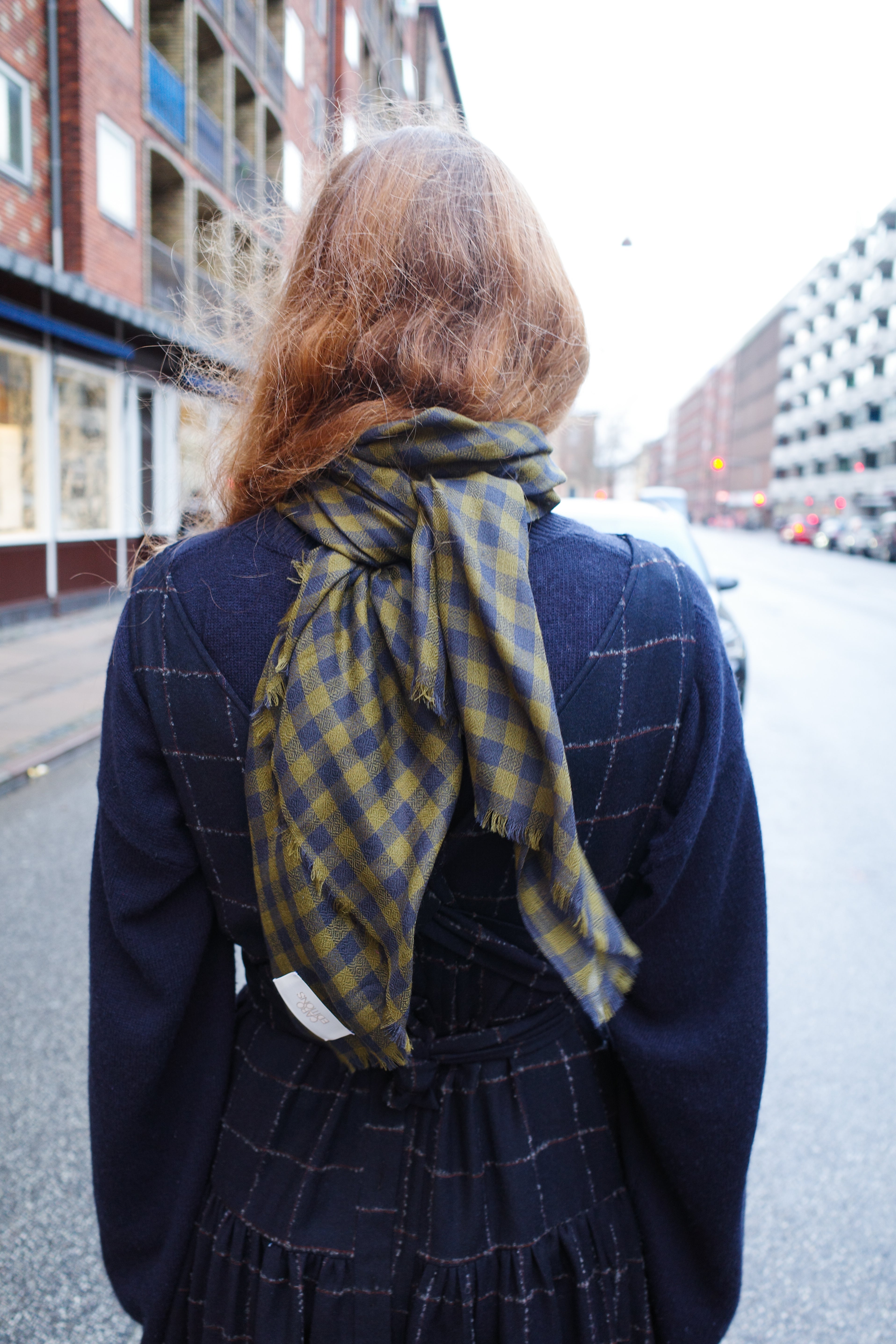 Cashmere Scarf - Navy Check