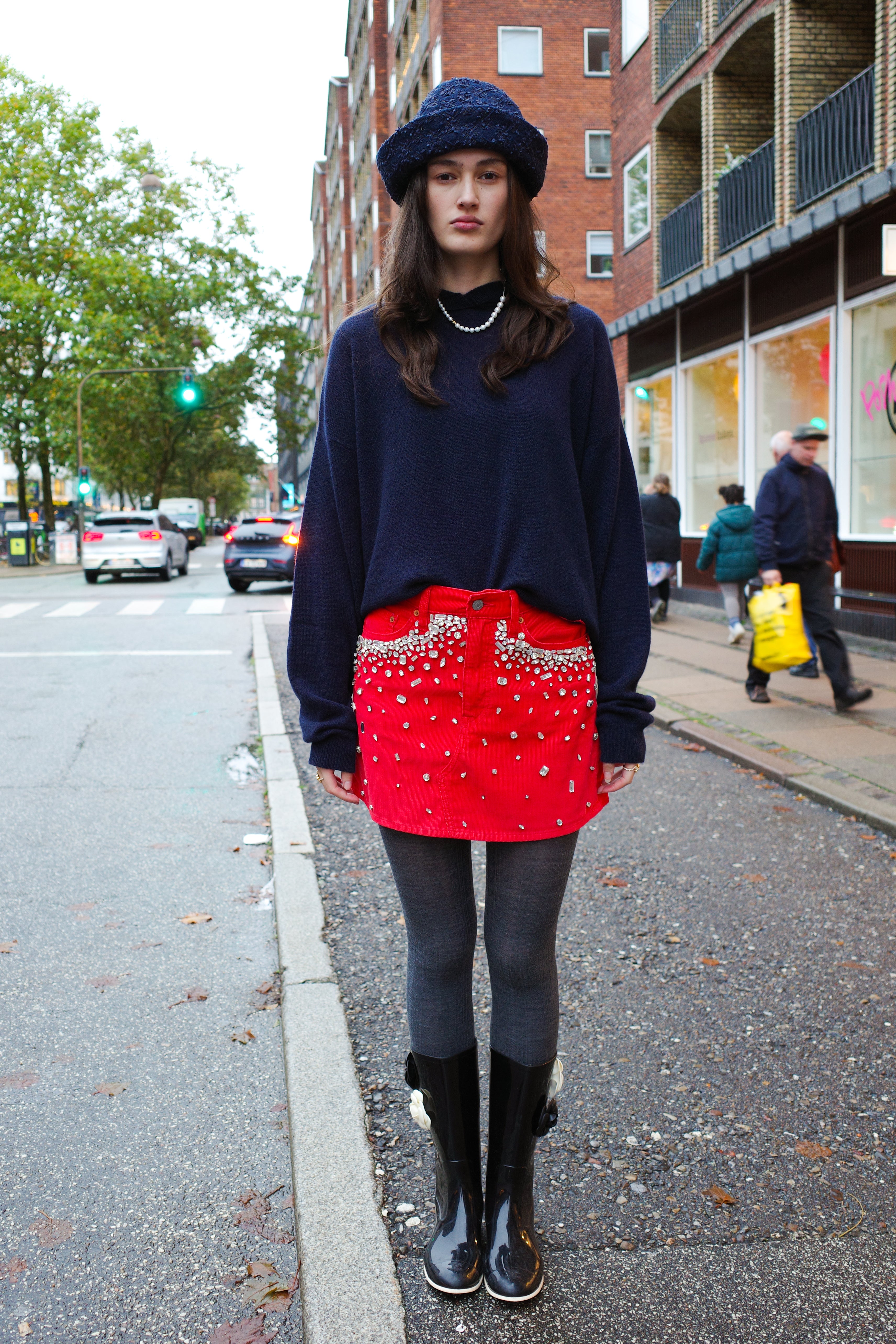 Upcycled Denim Skirt - Circus Diamonds