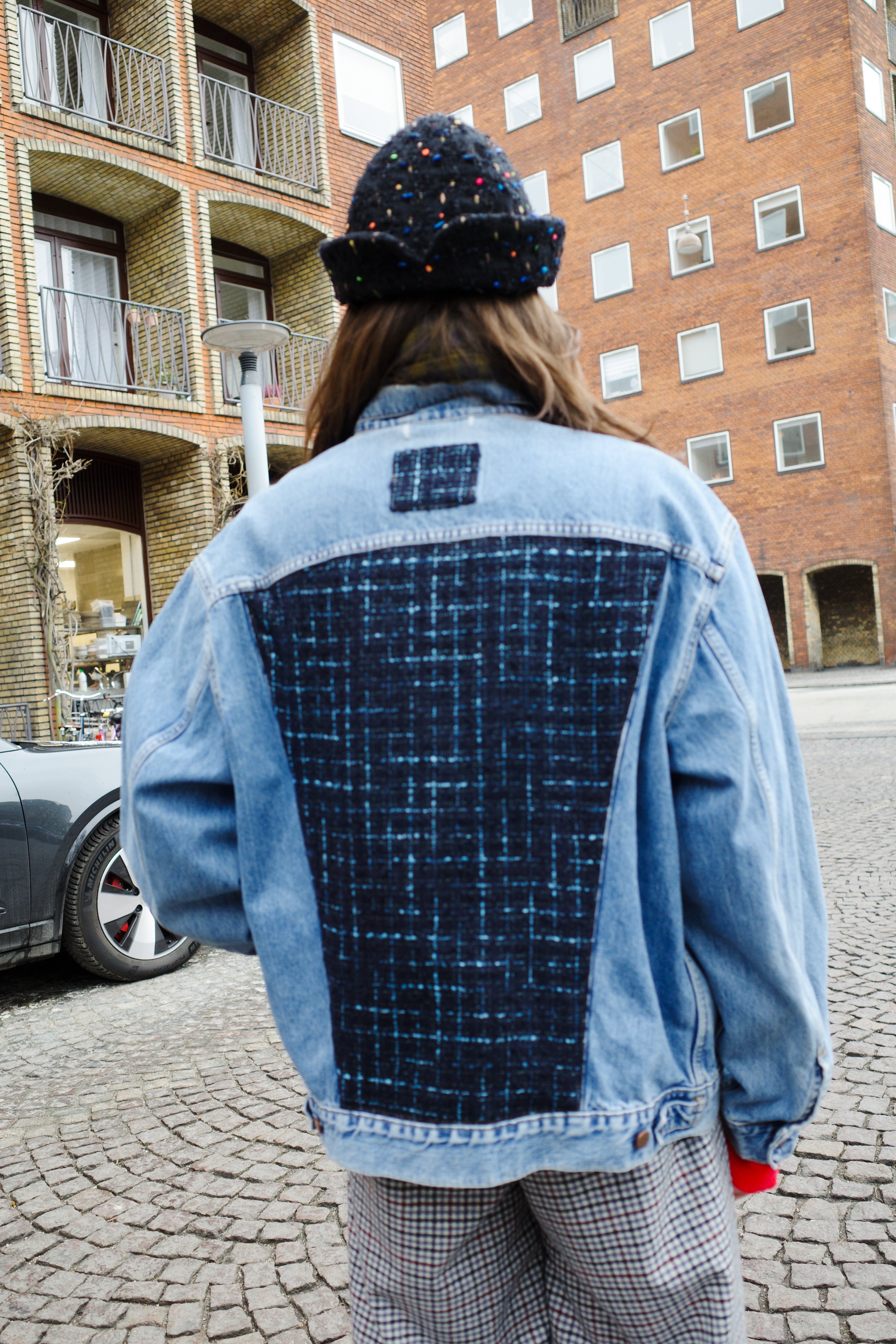 Upcycled Denim Jacket with deadstock Chanel fabric