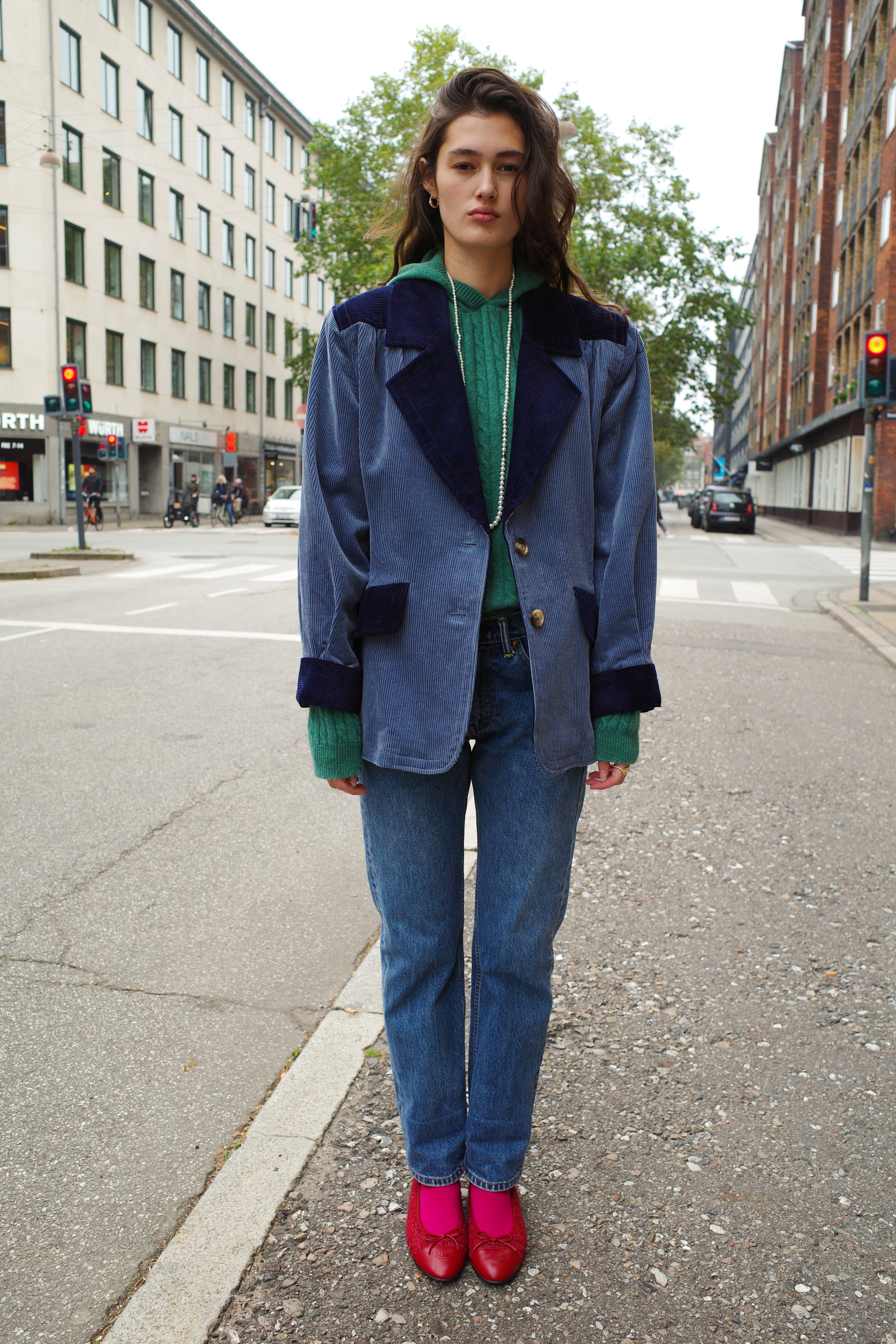 Selma Jacket - Dove Blue w. Navy