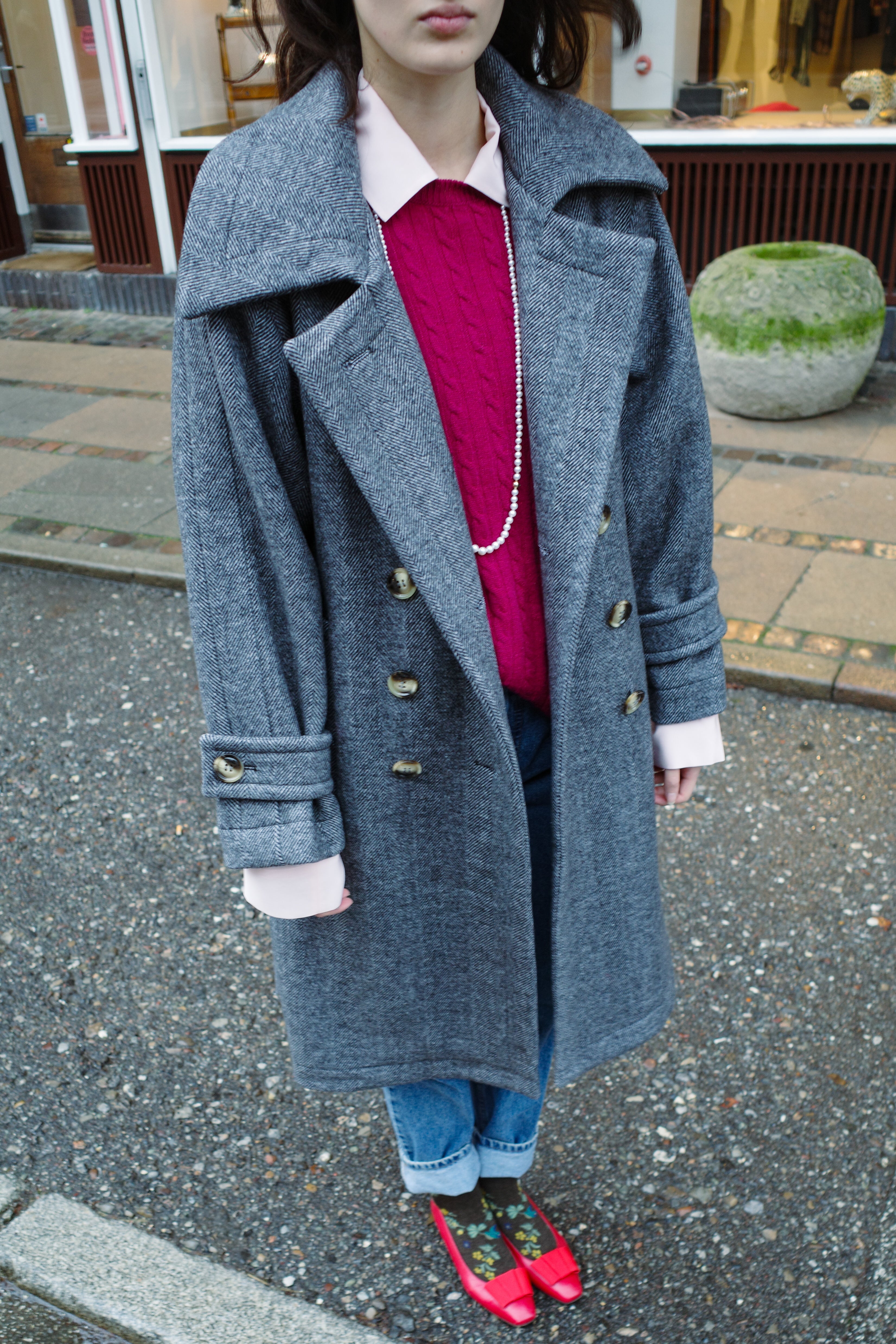 Coco Coat w. Belt - Charcoal