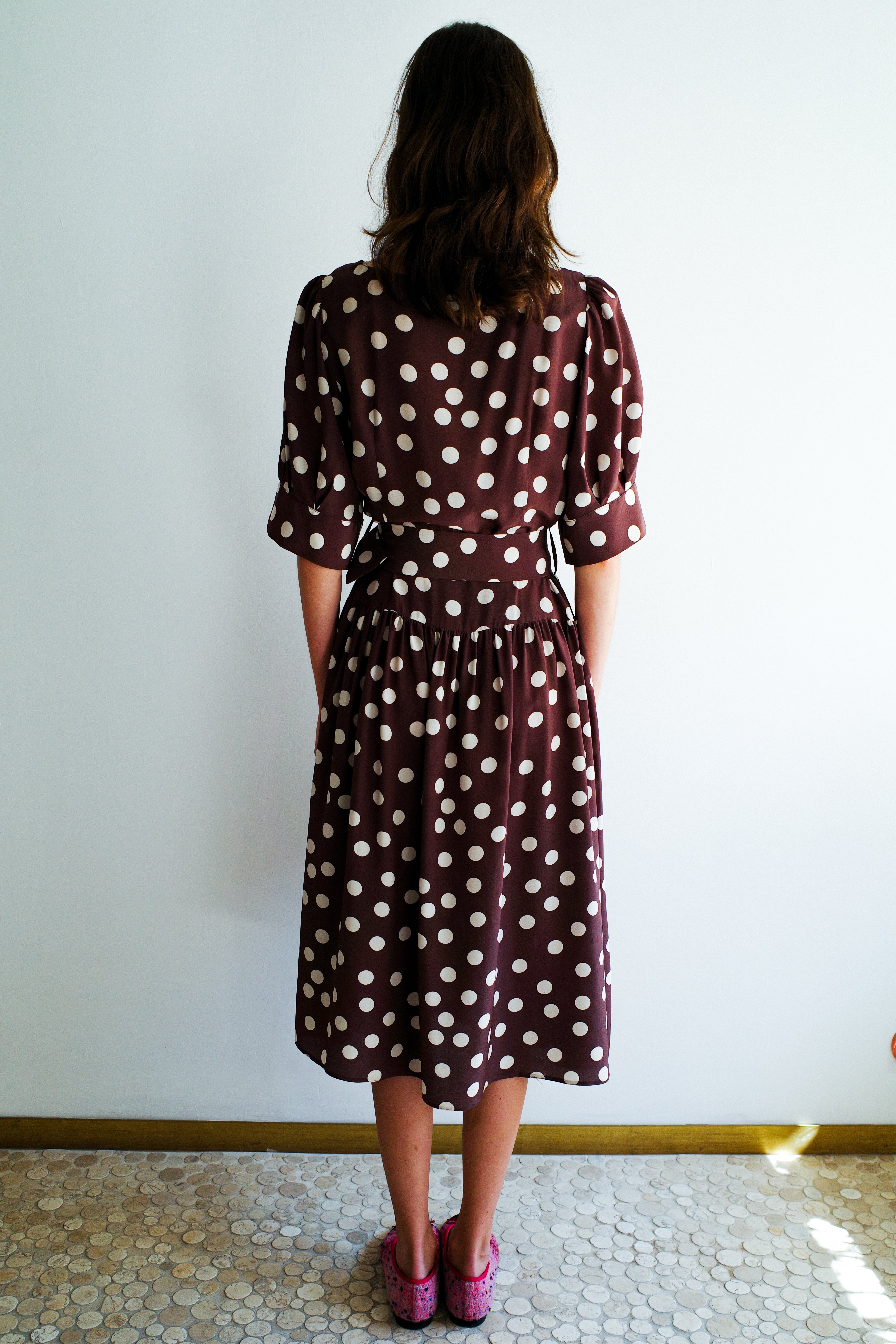 Bjorg dress - Brown w. Cream Dots