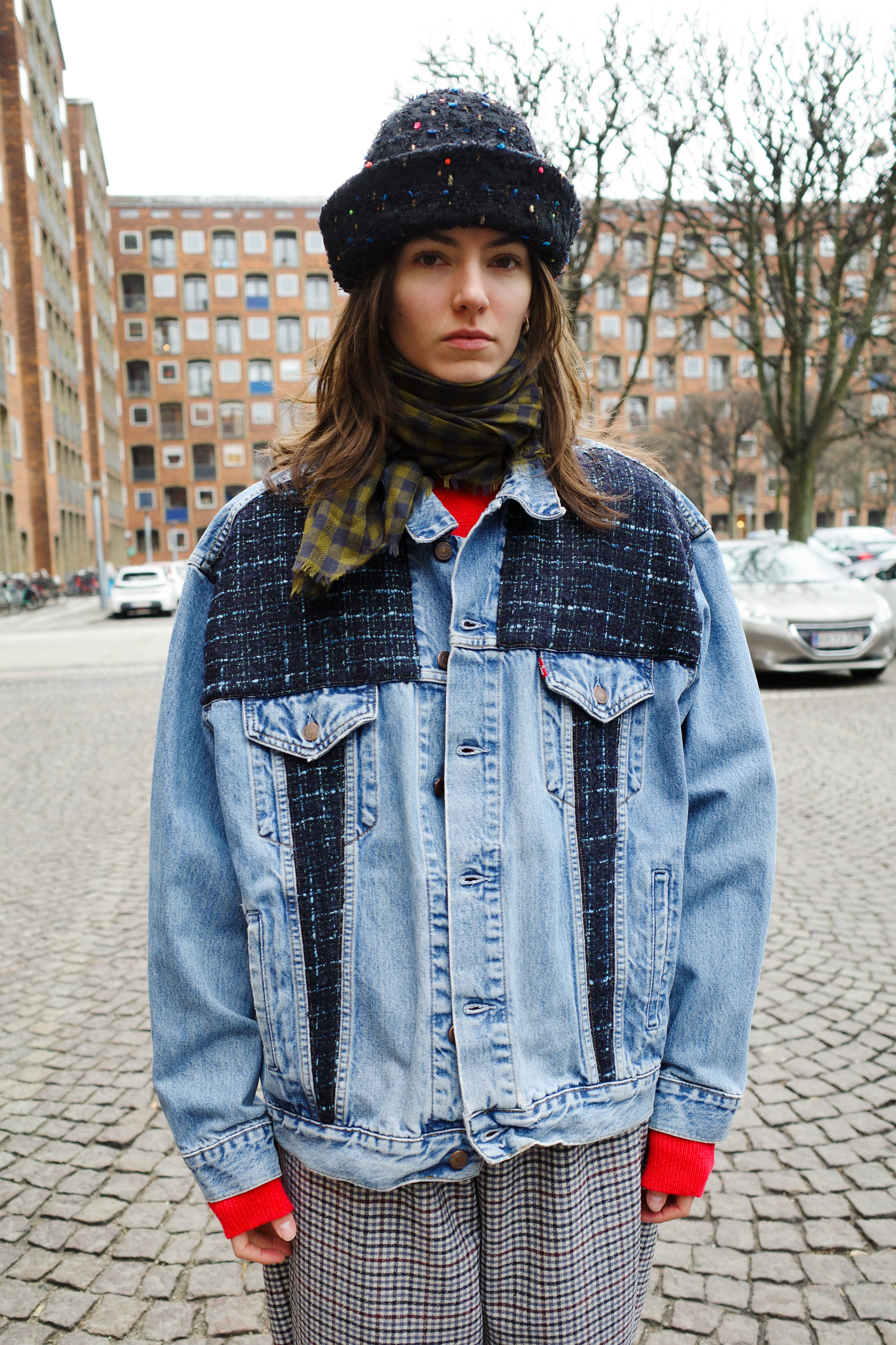 Upcycled Denim Jacket with deadstock Chanel fabric