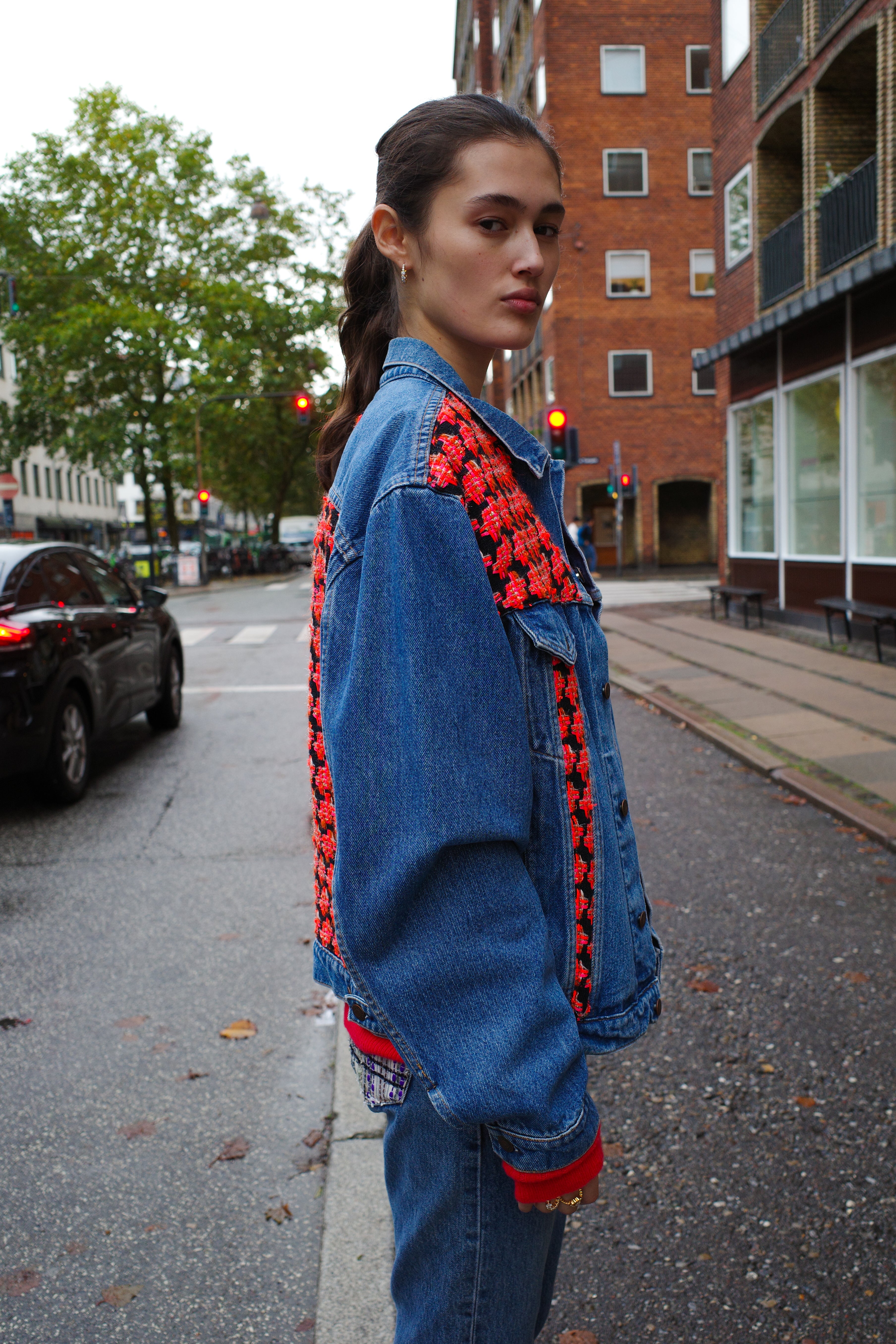 Upcycled Denim Jacket with deadstock Chanel fabric