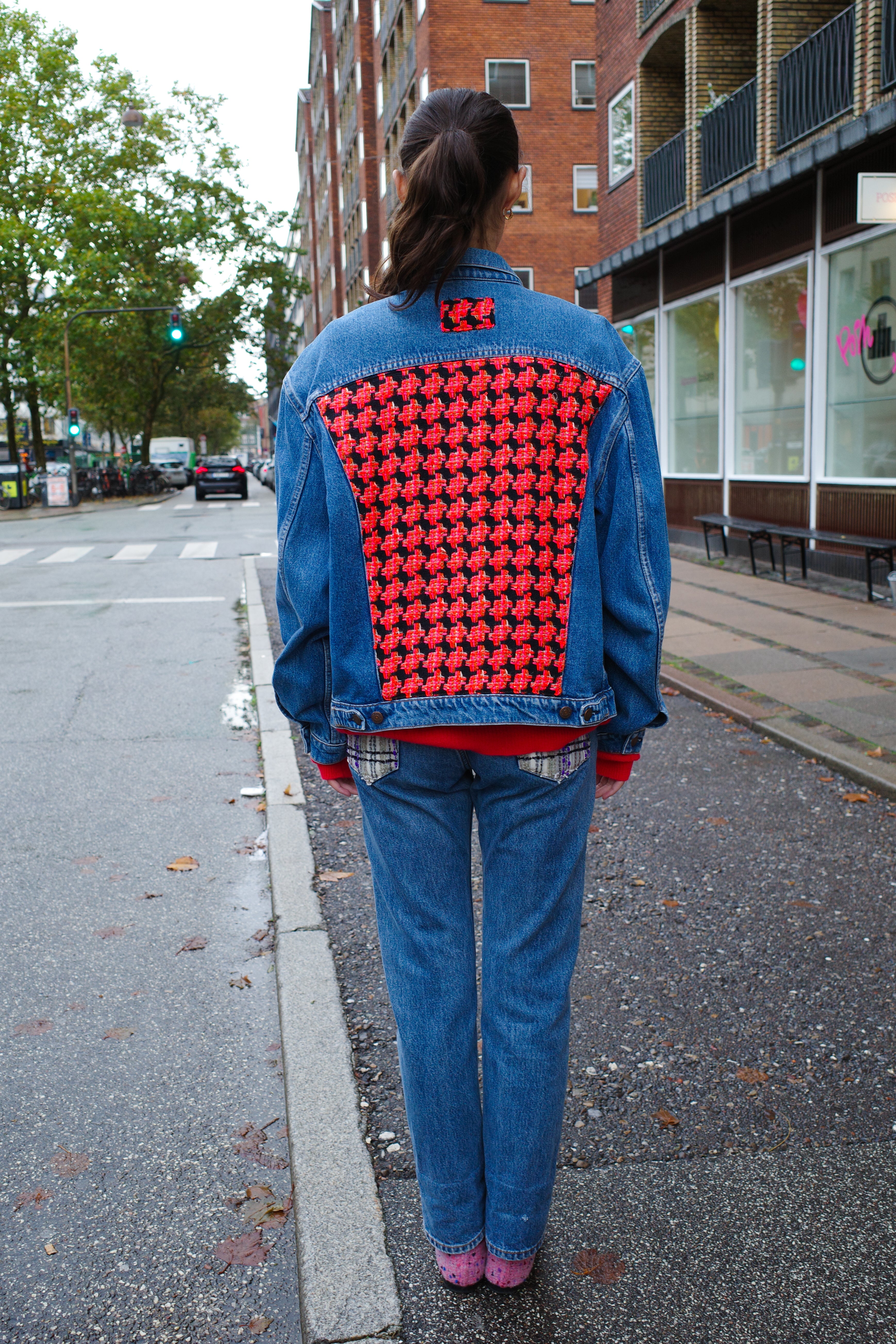 Upcycled Denim Jacket with deadstock Chanel fabric