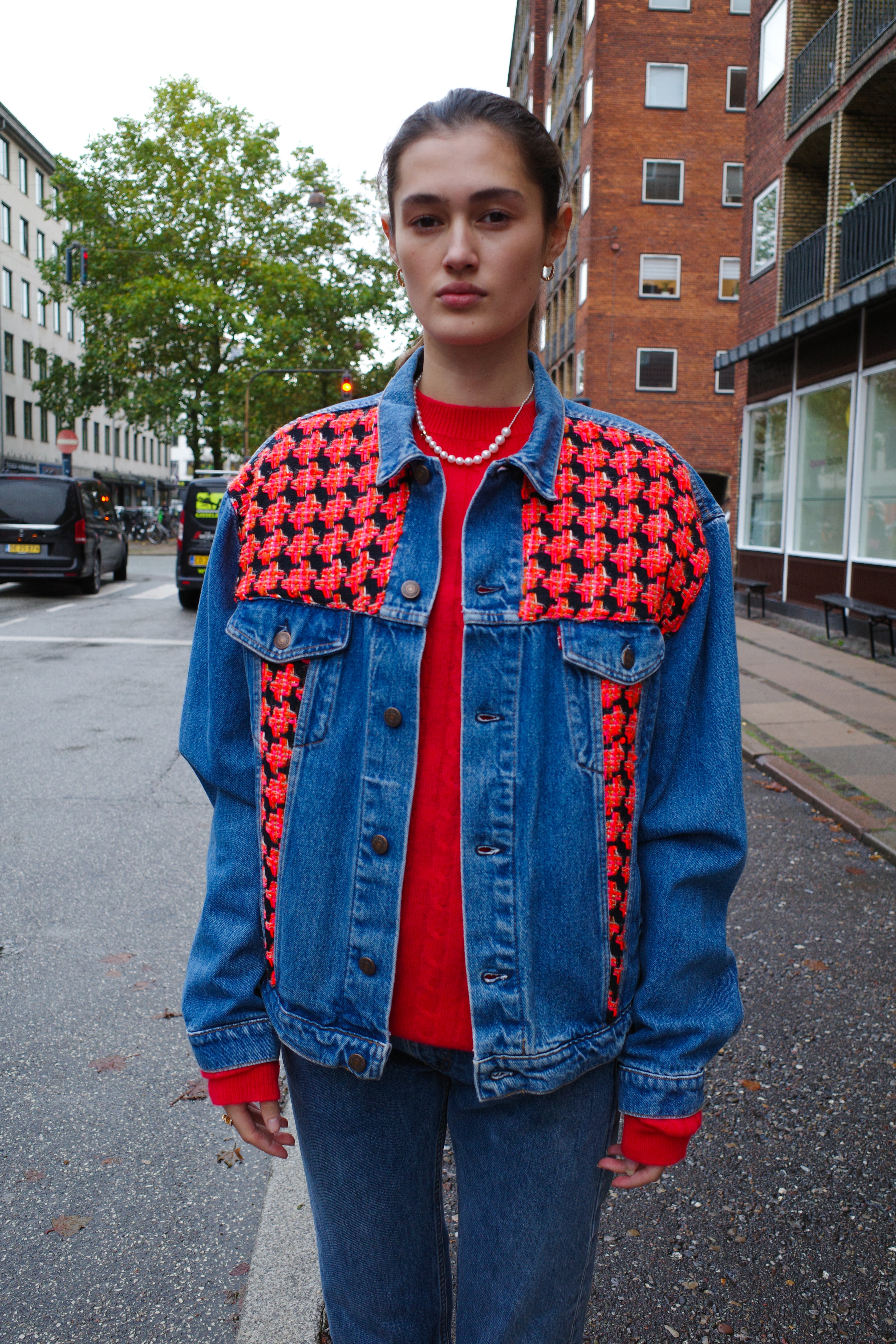 Upcycled Denim Jacket with deadstock Chanel fabric