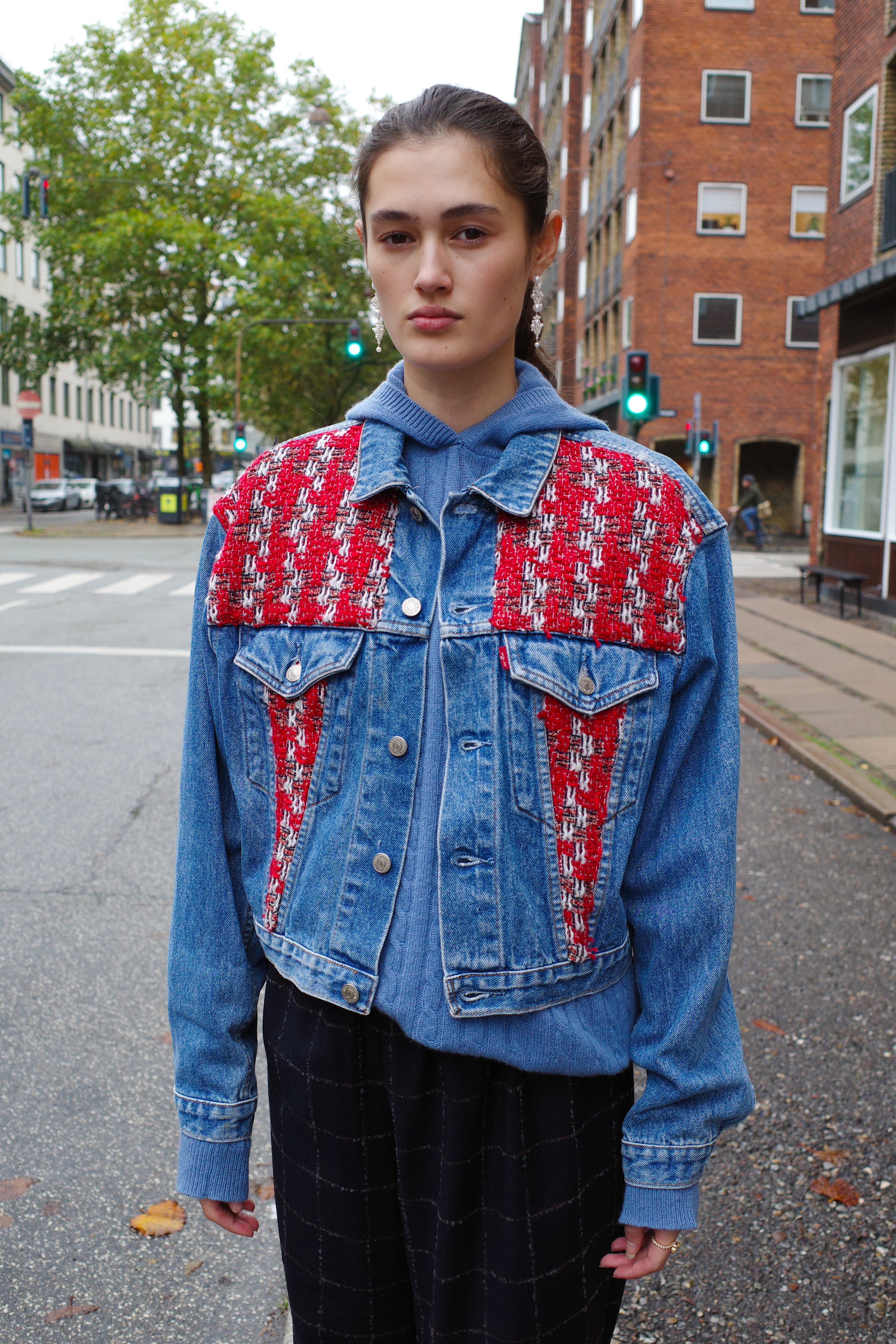 Upcycled Denim Jacket with deadstock Chanel fabric