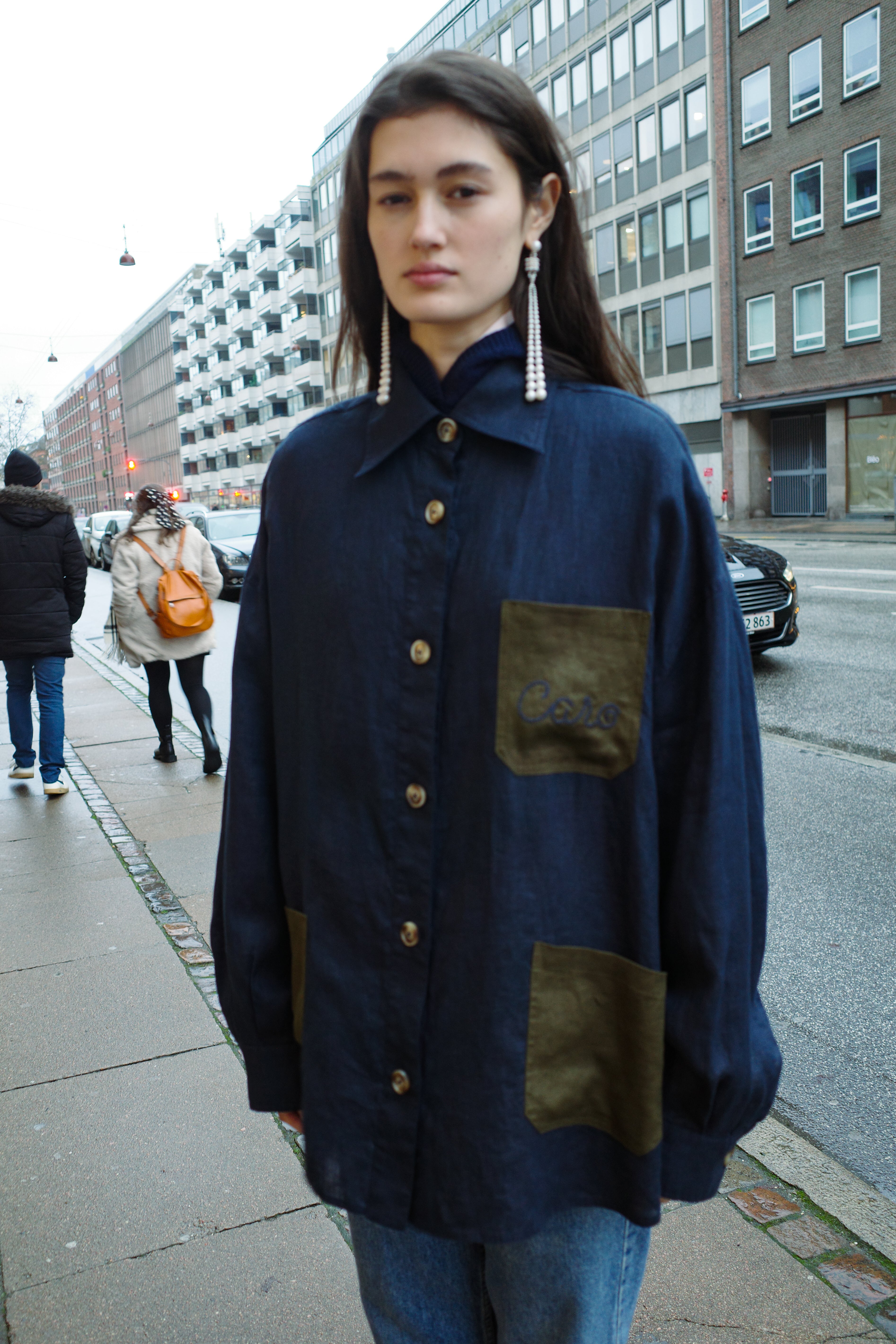 Frederik Shirt - Navy w. Dark Olive