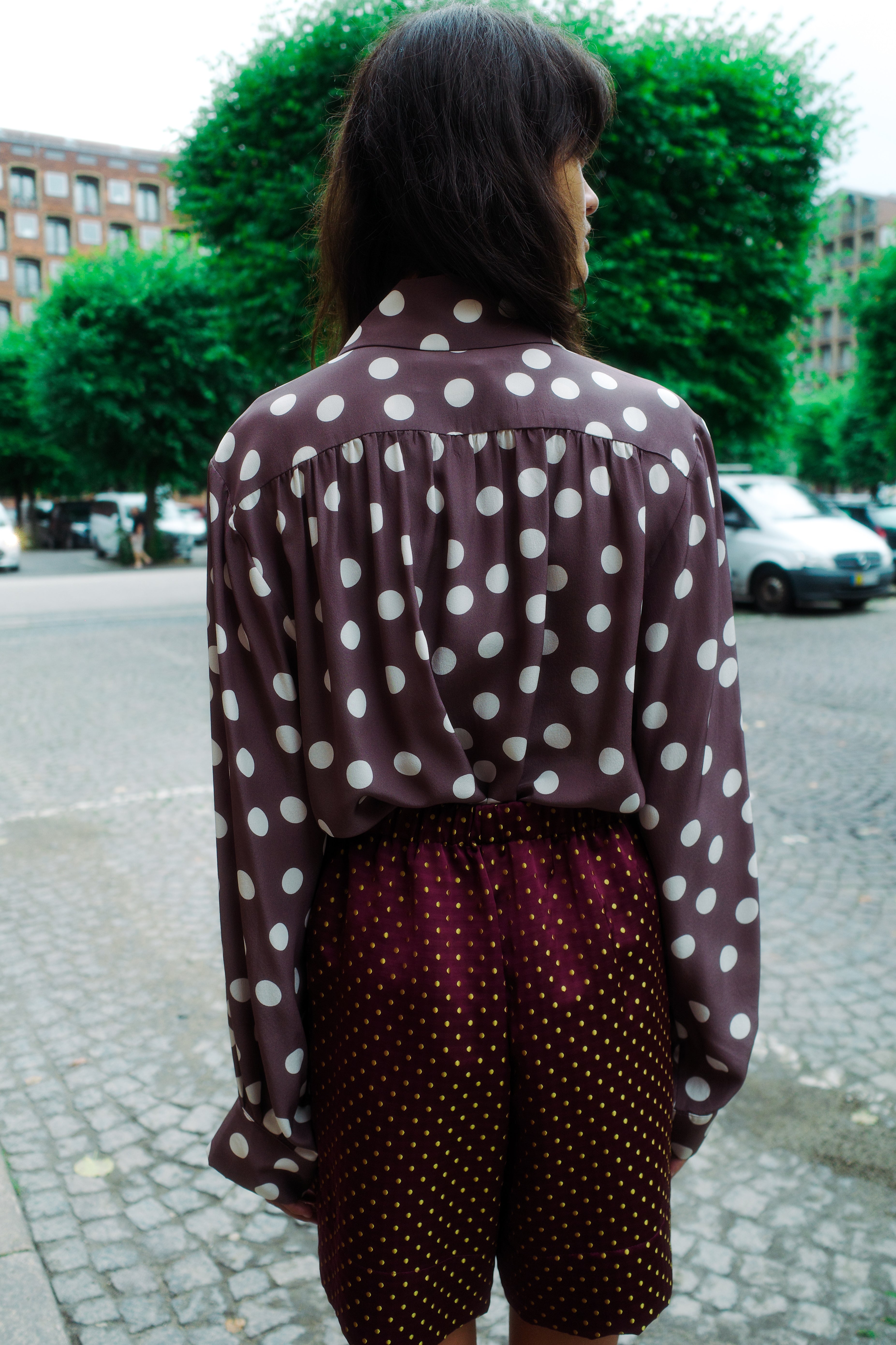 Bonsai Shirt - Brown w. Cream dots
