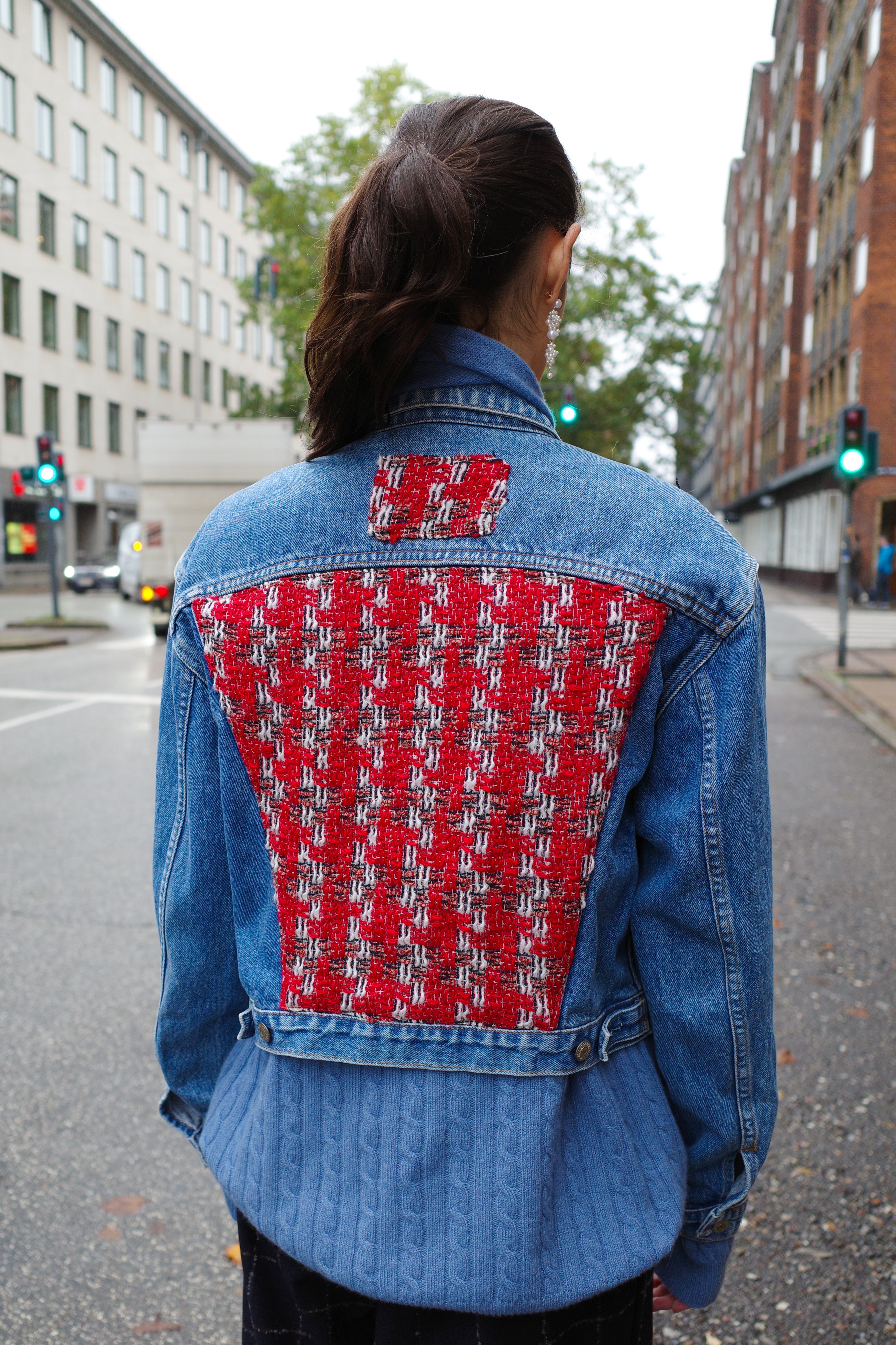 Upcycled Denim Jacket with deadstock Chanel fabric