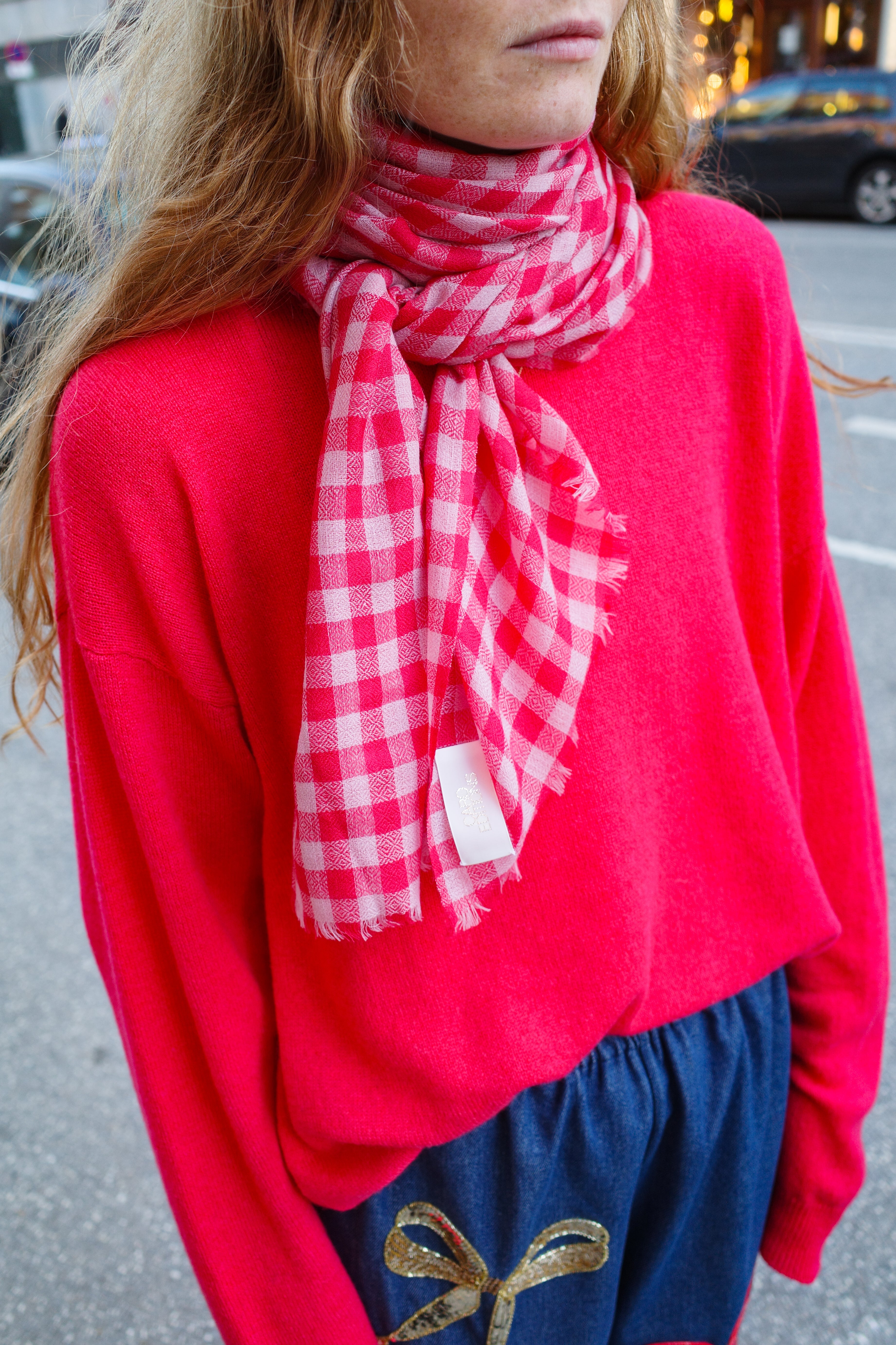 Cashmere Scarf - Red Check