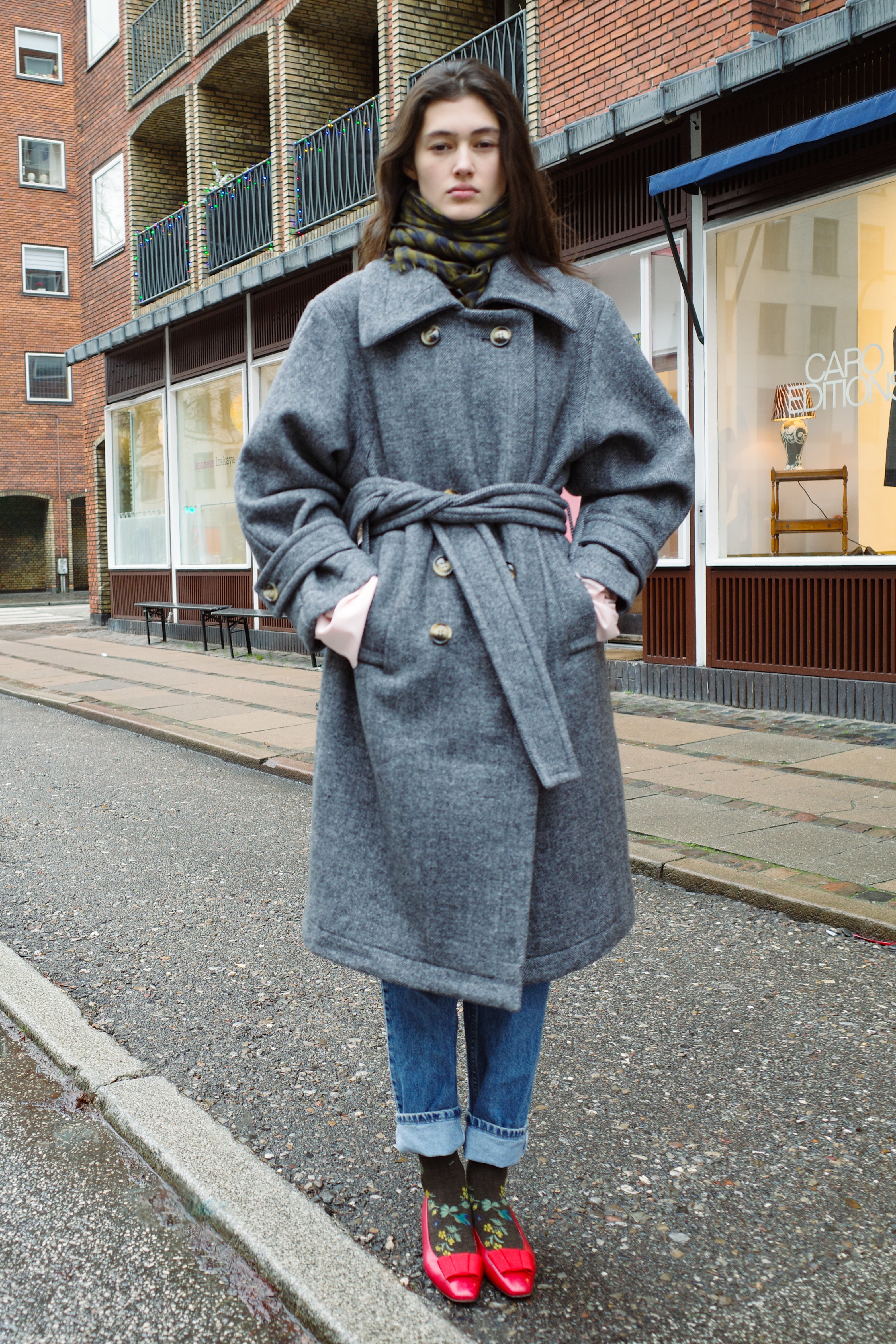 Coco Coat w. Belt - Charcoal