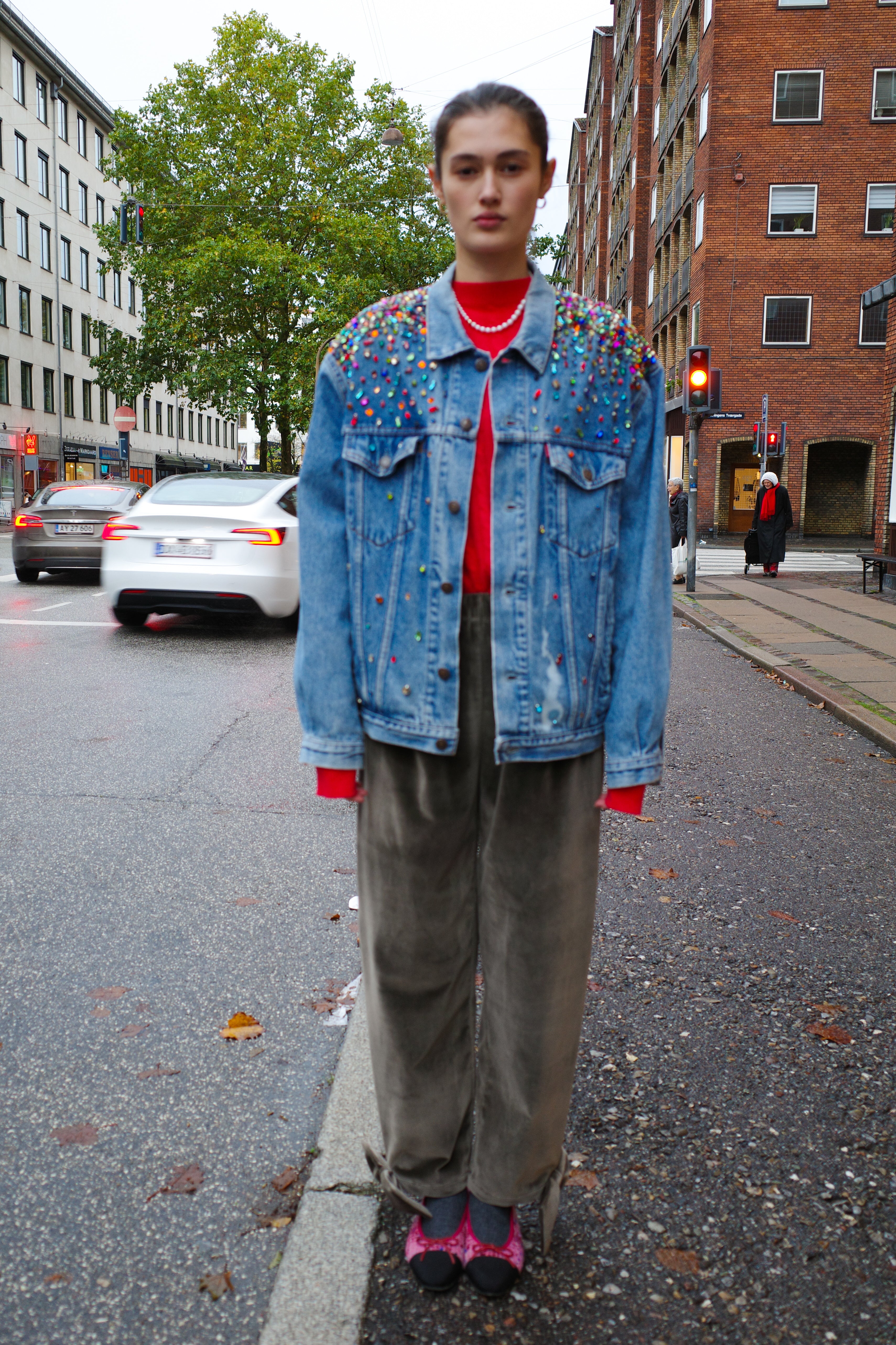 Upcycled Denim Jacket - Diamonds