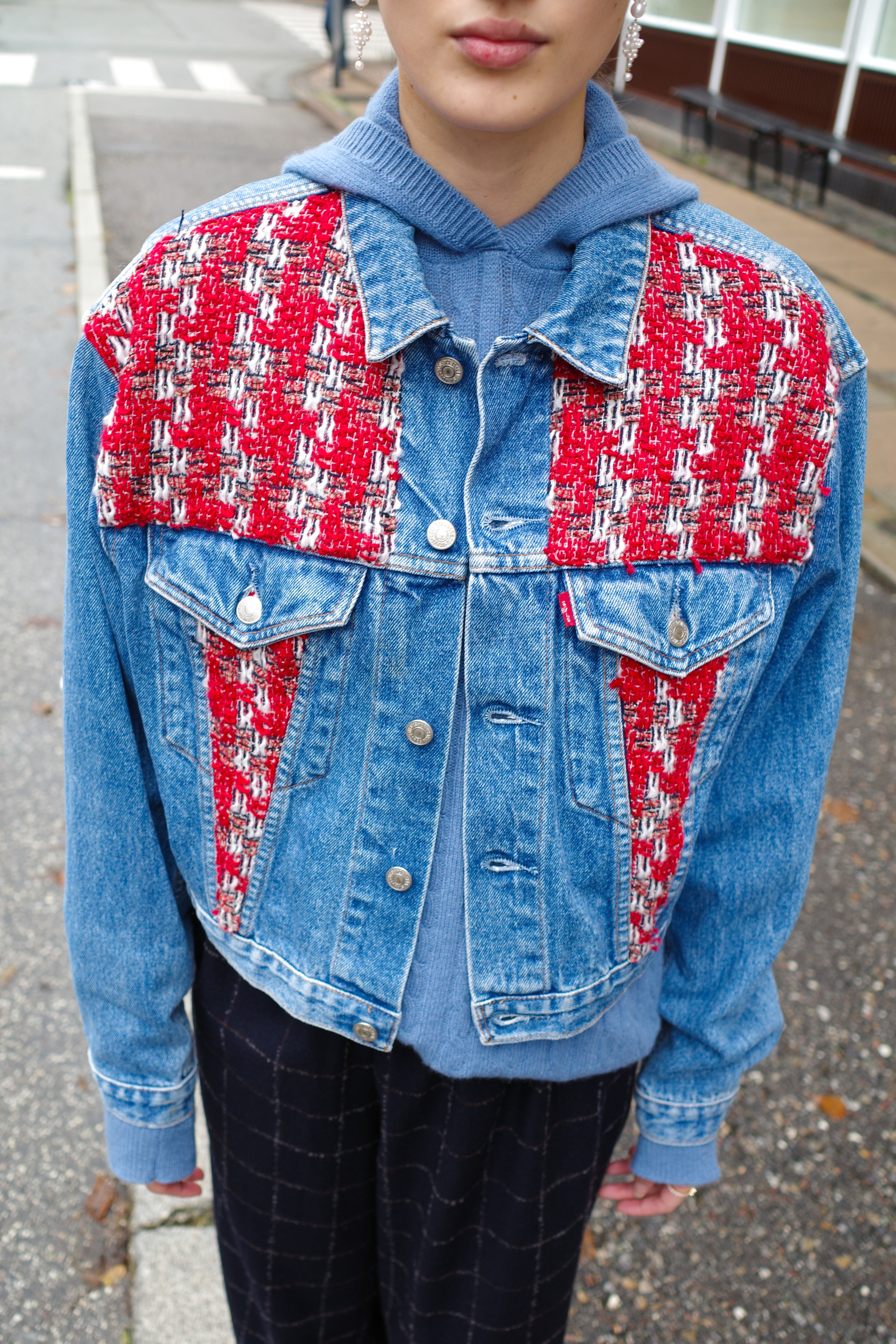 Upcycled Denim Jacket with deadstock Chanel fabric