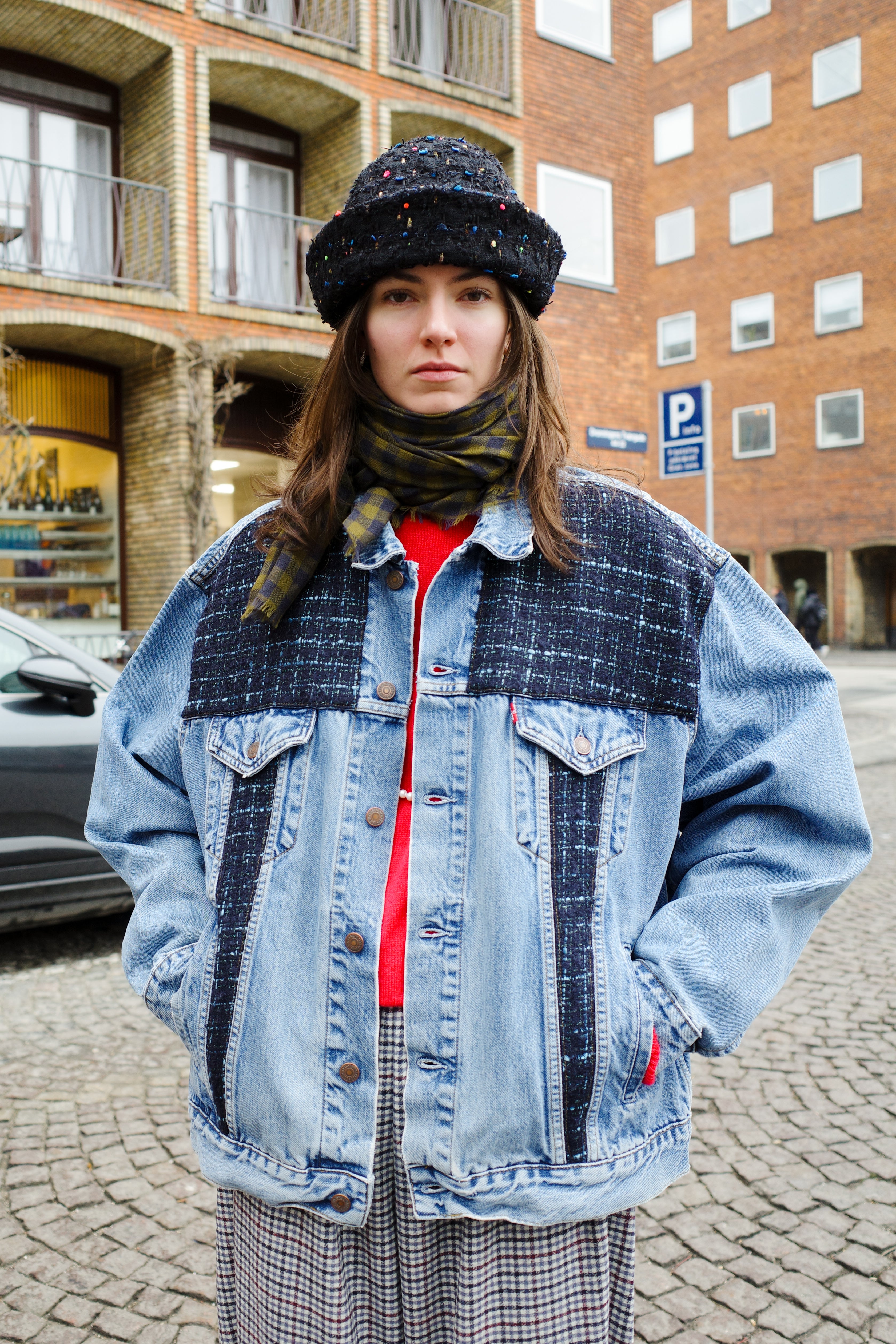 Upcycled Denim Jacket with deadstock Chanel fabric