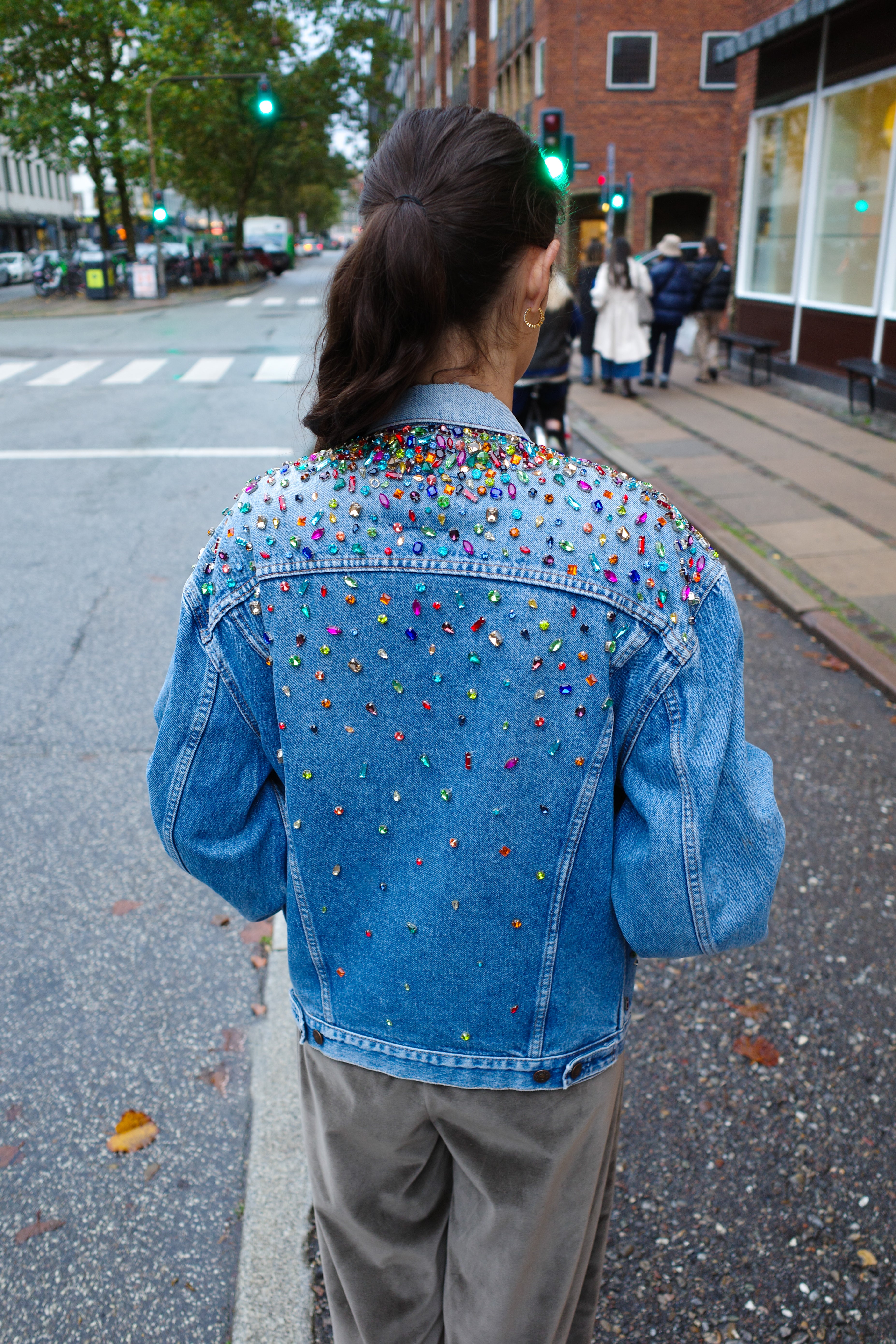 Upcycled Denim Jacket - Diamonds