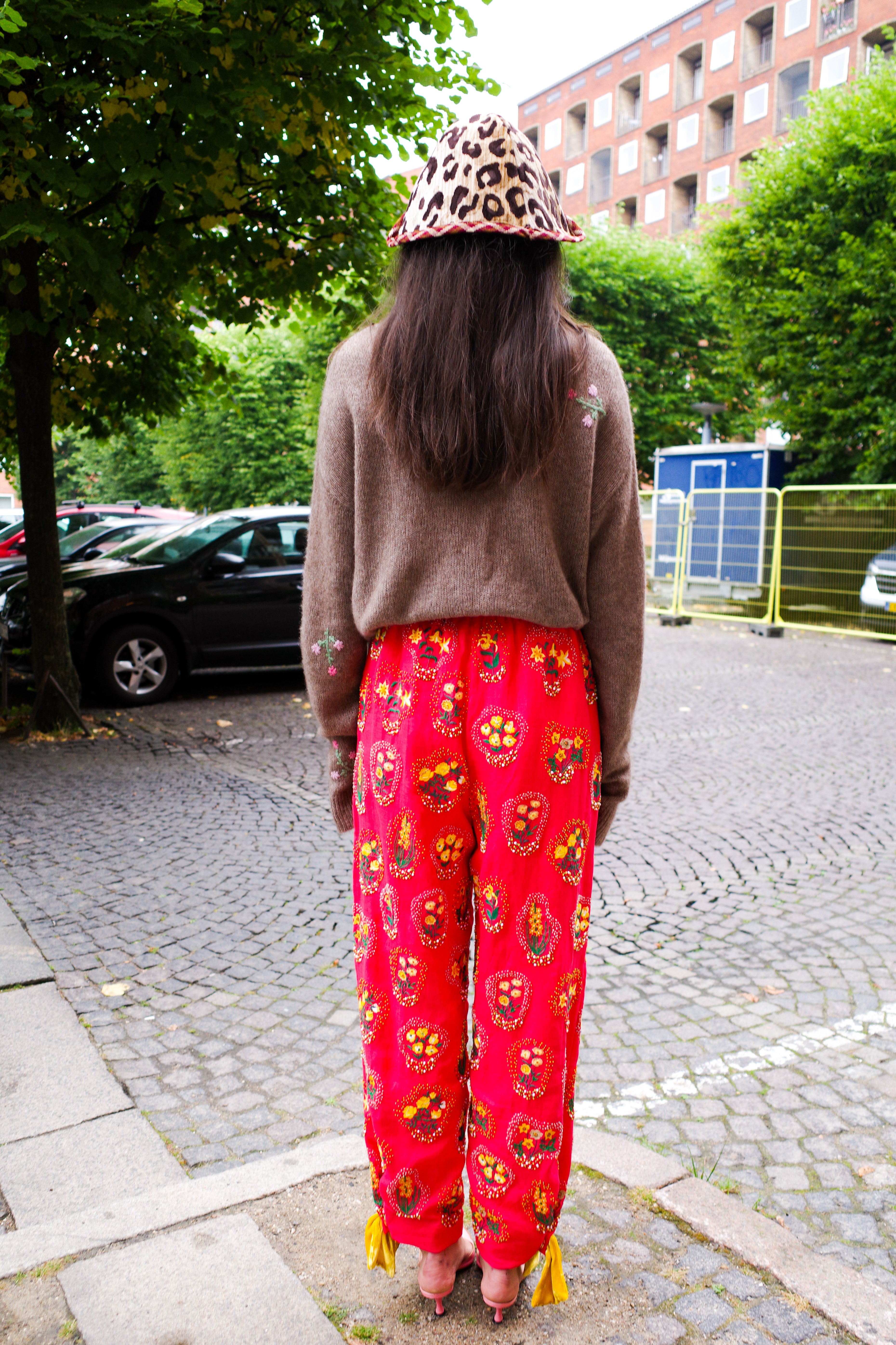 Coco Pants - Red Yellow Flowers and Velvet Bows