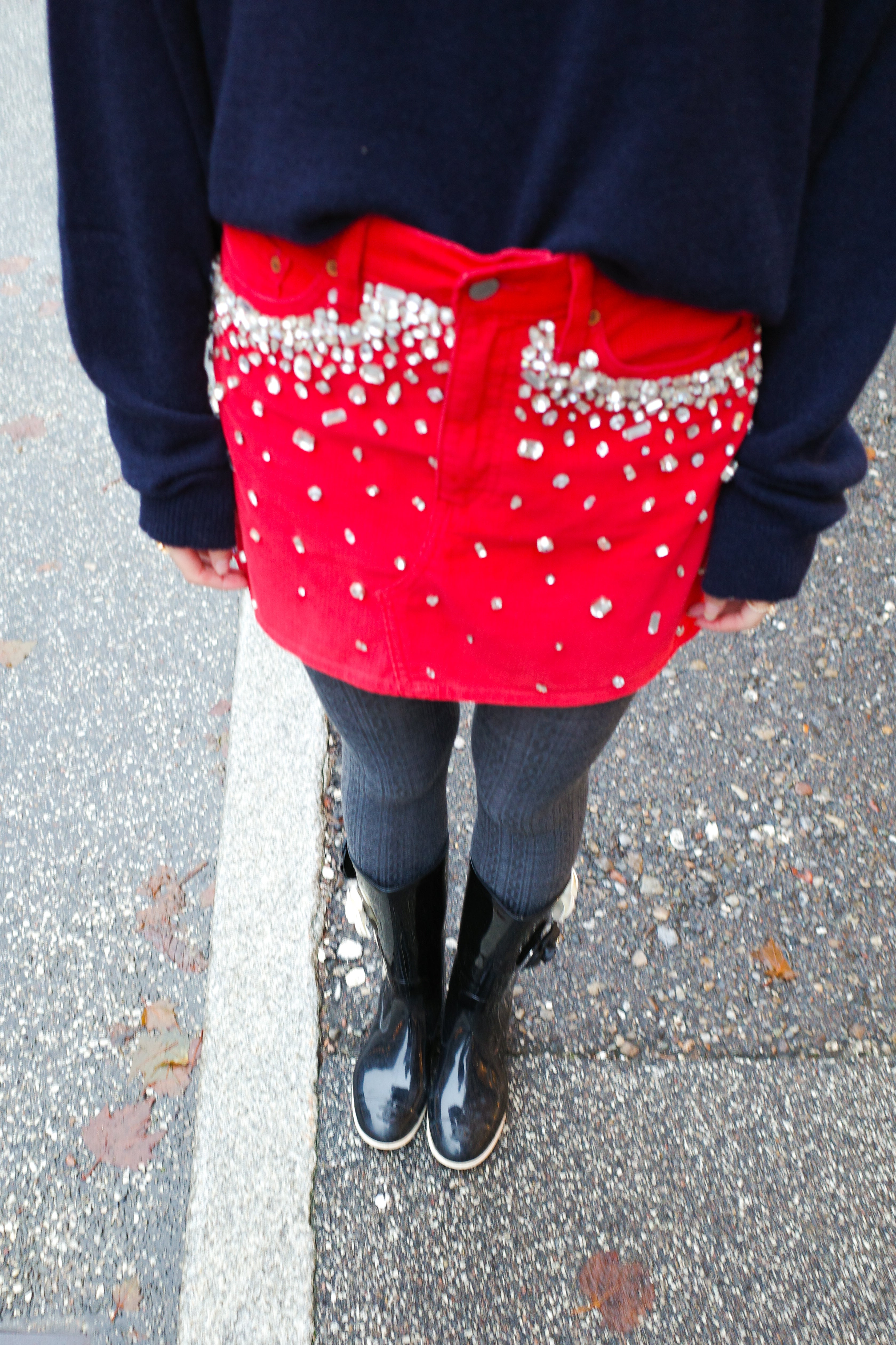 Upcycled Denim Skirt - Circus Diamonds