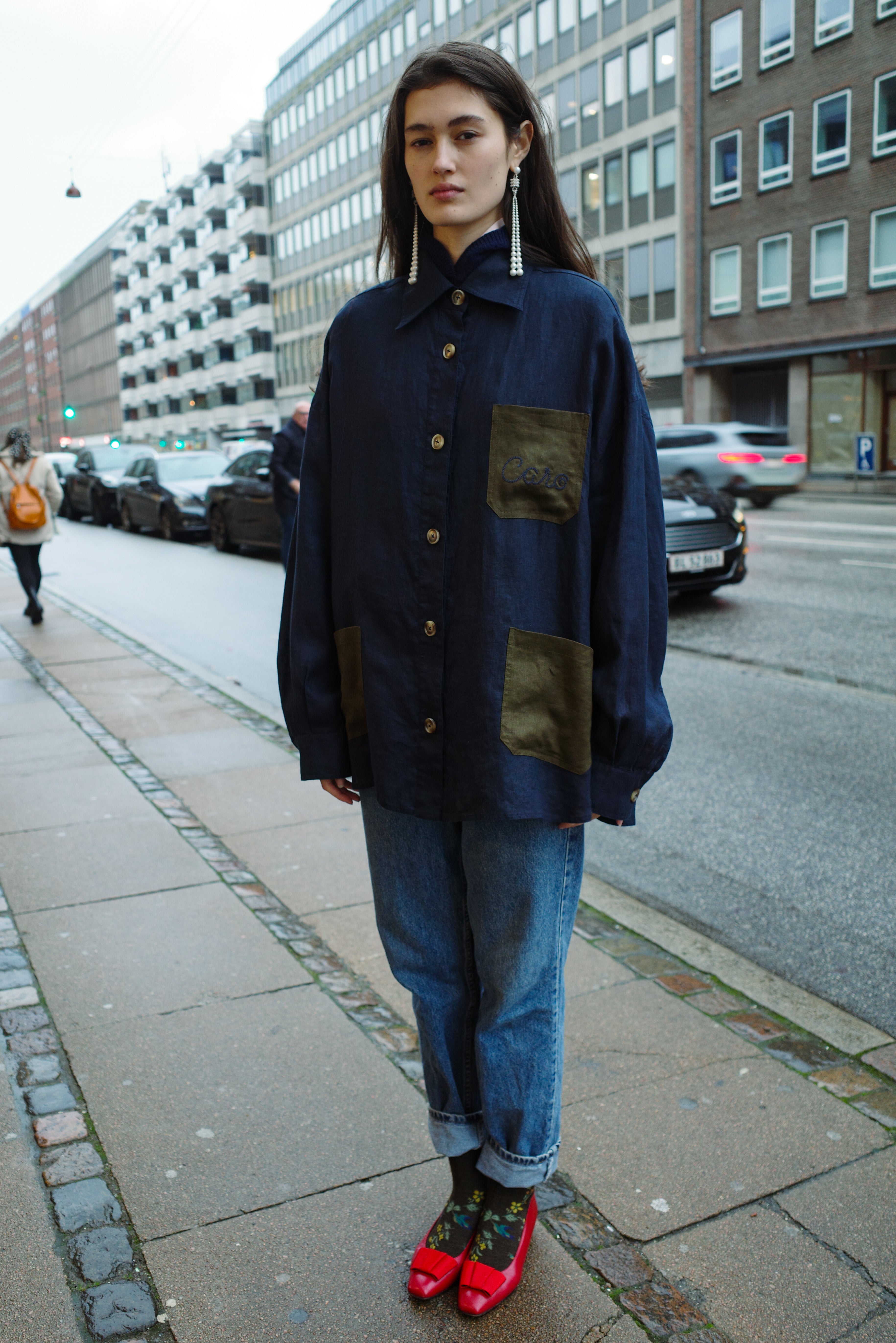 Frederik Shirt - Navy w. Dark Olive