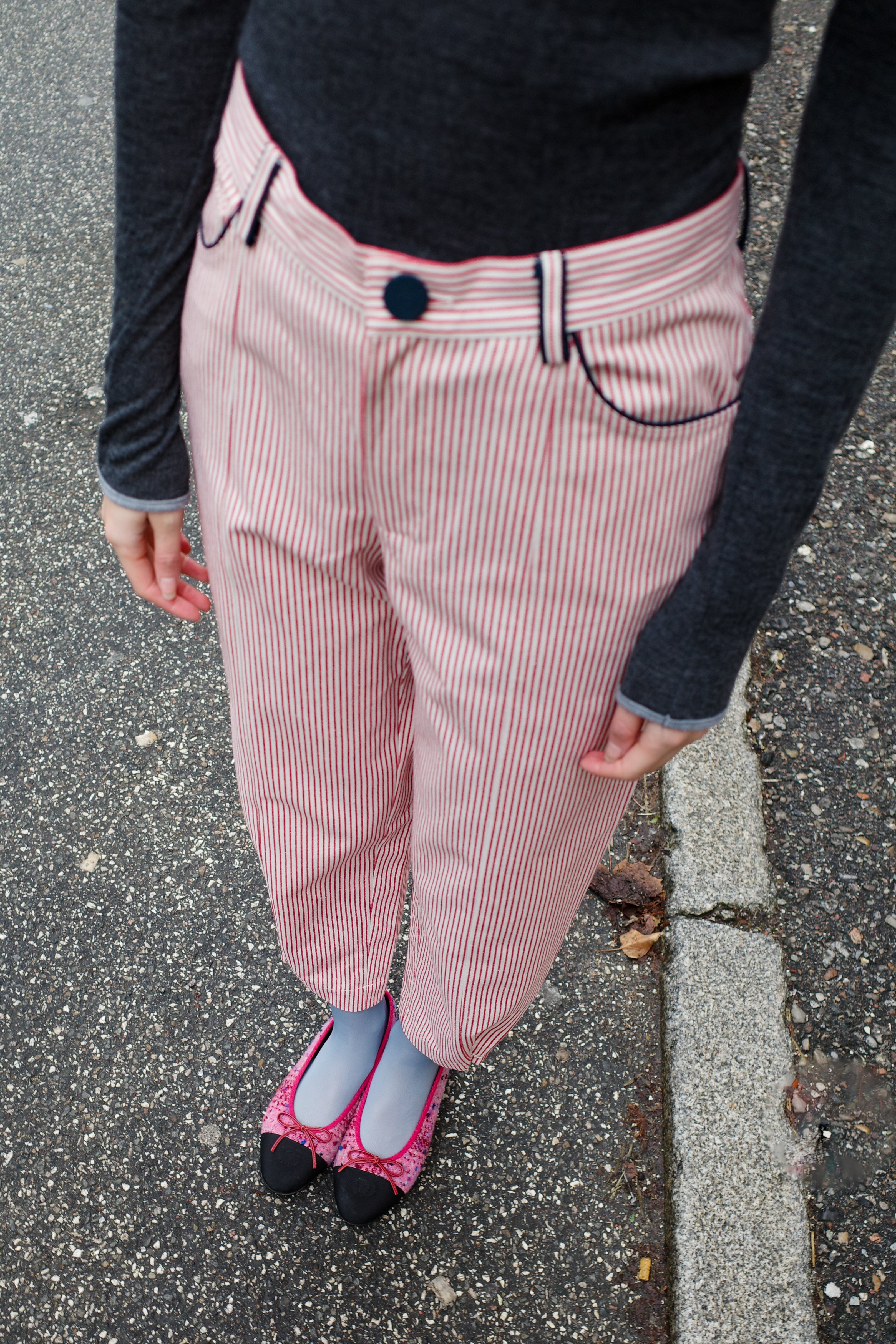 Emma Pants - Red White Stripe