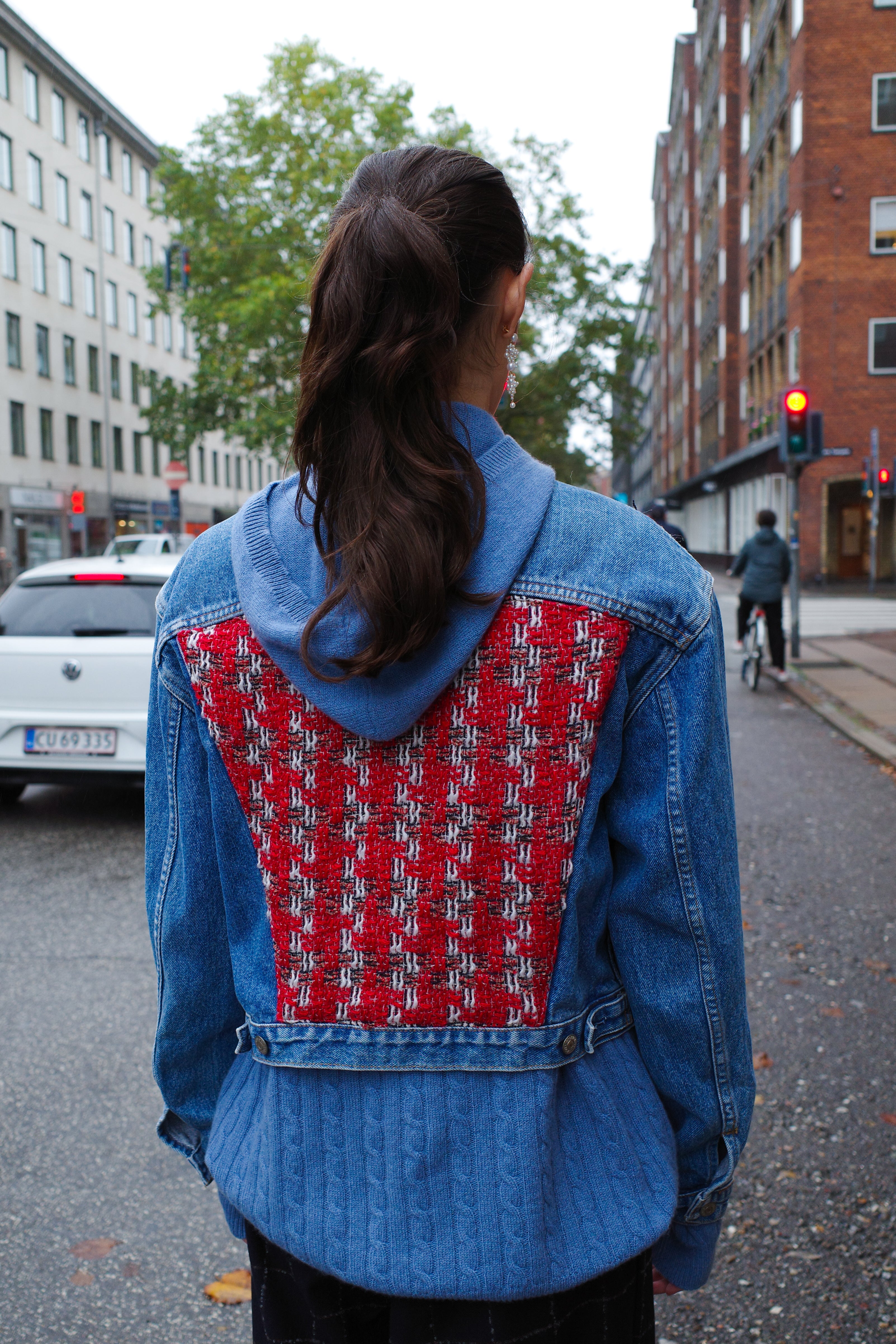 Upcycled Denim Jacket with deadstock Chanel fabric